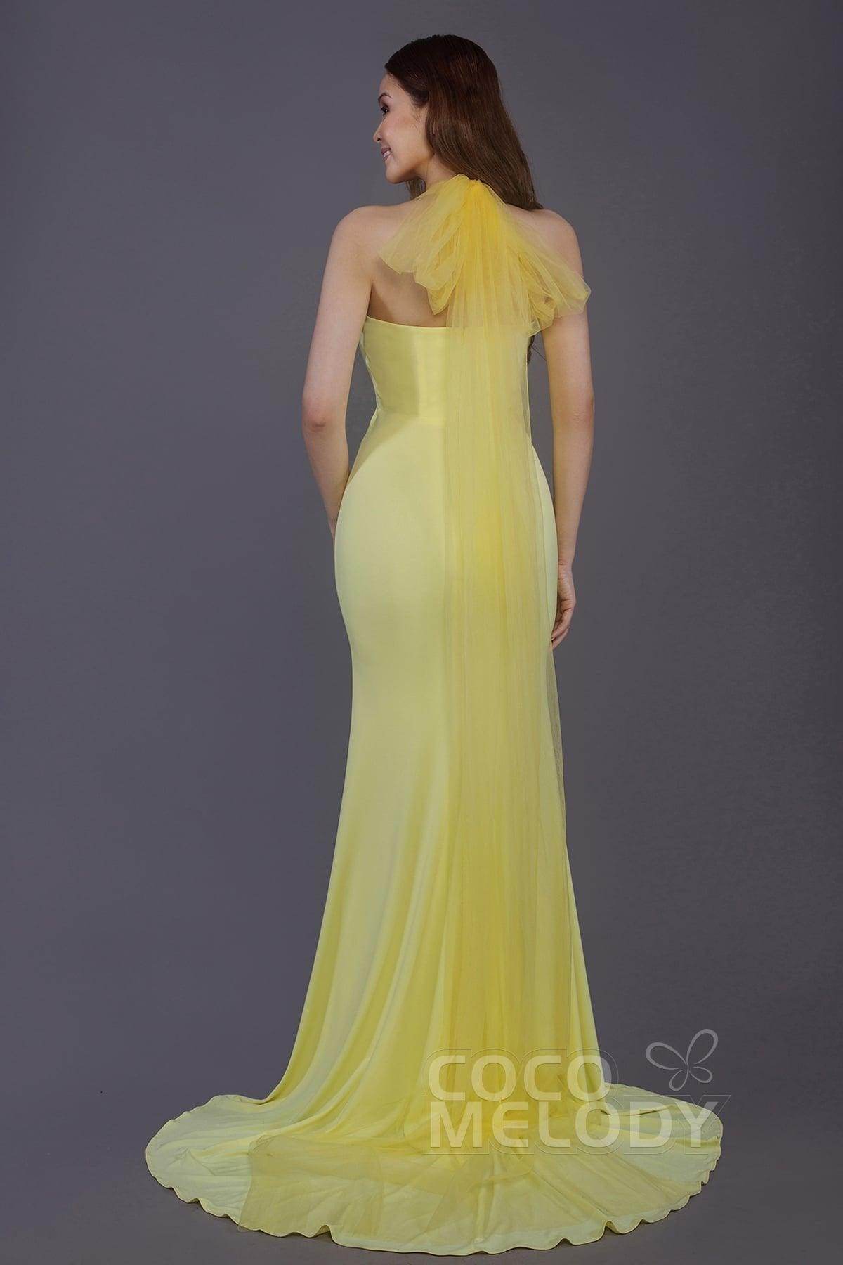 Elegant Mermaid Court Train Knitted Fabric Bridesmaid Dress PR3498 - Perfect for Weddings, Formal Events & Special Occasions