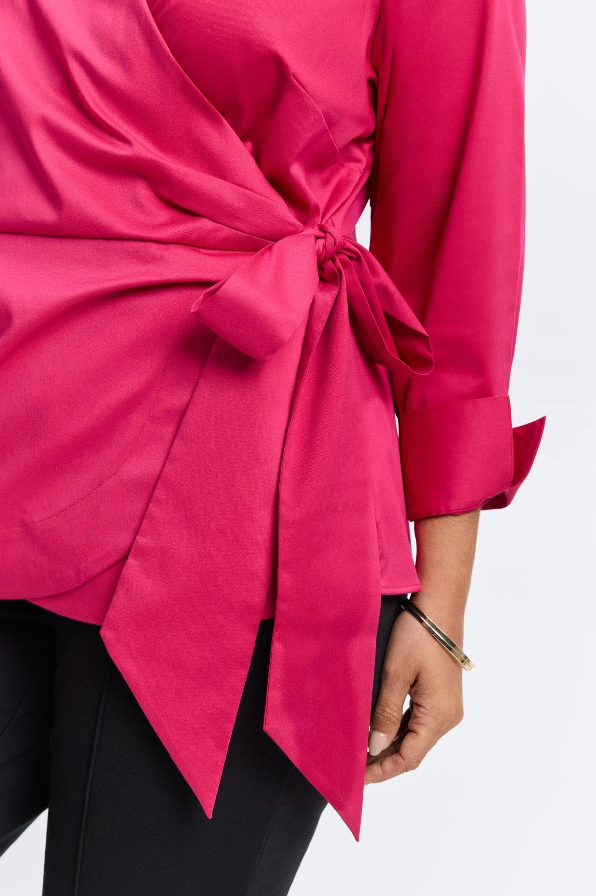 Salina Plus No Iron Stretch Matte Sateen Long Sleeve Shirt for Women - Wrinkle-Free Comfortable Business Casual Blouse for Office & Travel