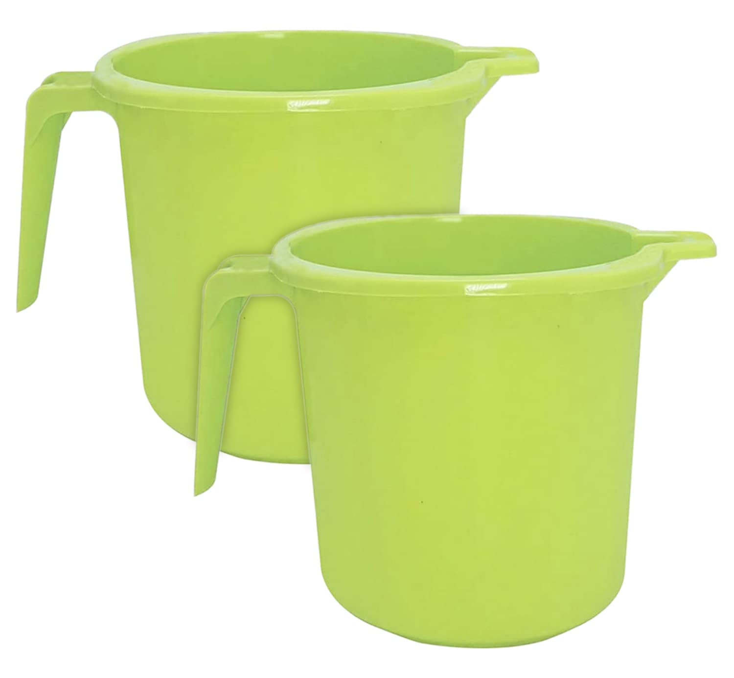 Kuber Industries 2L Large Square Plastic Bathroom Mug - Pack of 2, Green (50KM0849) - Perfect for Bathroom Storage, Toothbrush Holder & Shower Organization