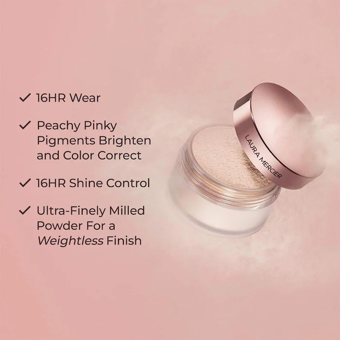 Laura Mercier Translucent Loose Setting Powder - Pink Tone Up for Brightening & Illuminating | Perfect for Makeup Finishing & Oil Control