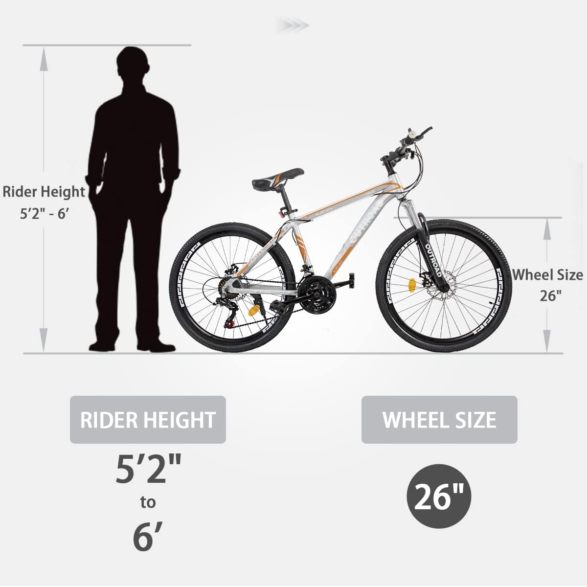 26-Inch Mountain Bike for Men & Women - High-Strength Aluminum/Carbon Steel Frame, 21-Speed Gears, Dual Disc Brakes & Lock-Out Suspension Fork | Perfect for Trail Riding, Commuting & Outdoor Adventures