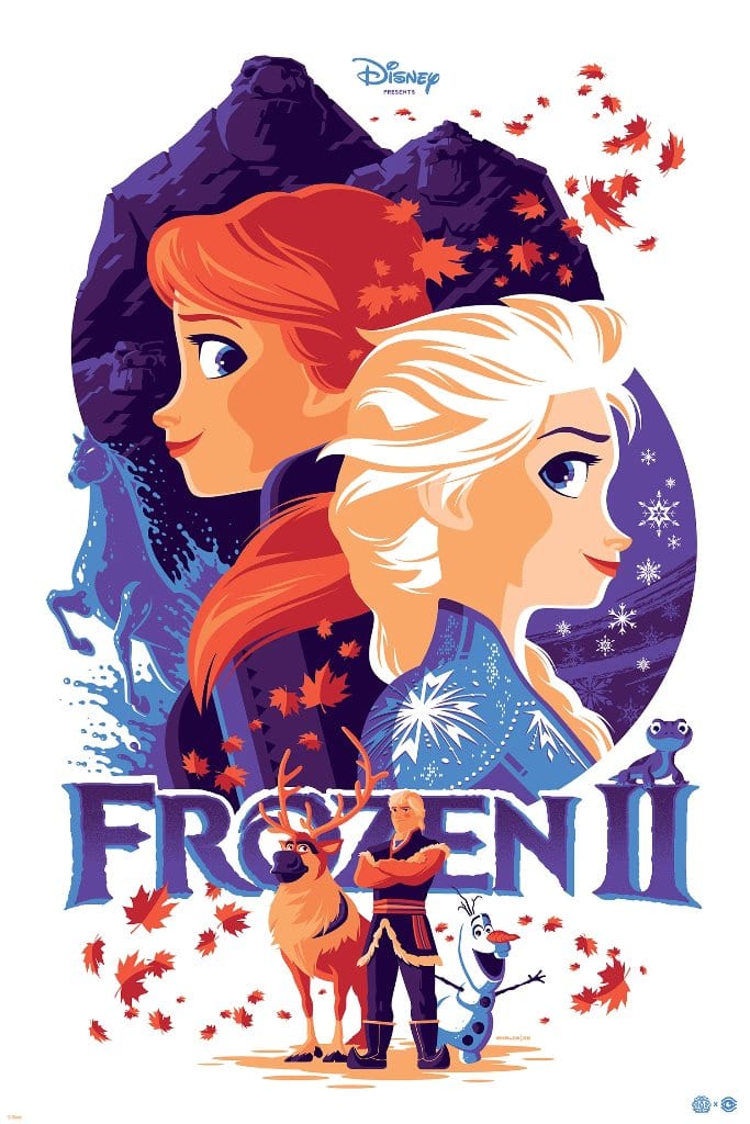 Frozen 2 Screenprinted Poster - Disney Movie Wall Art Decor for Kids Bedroom, Living Room & Nursery