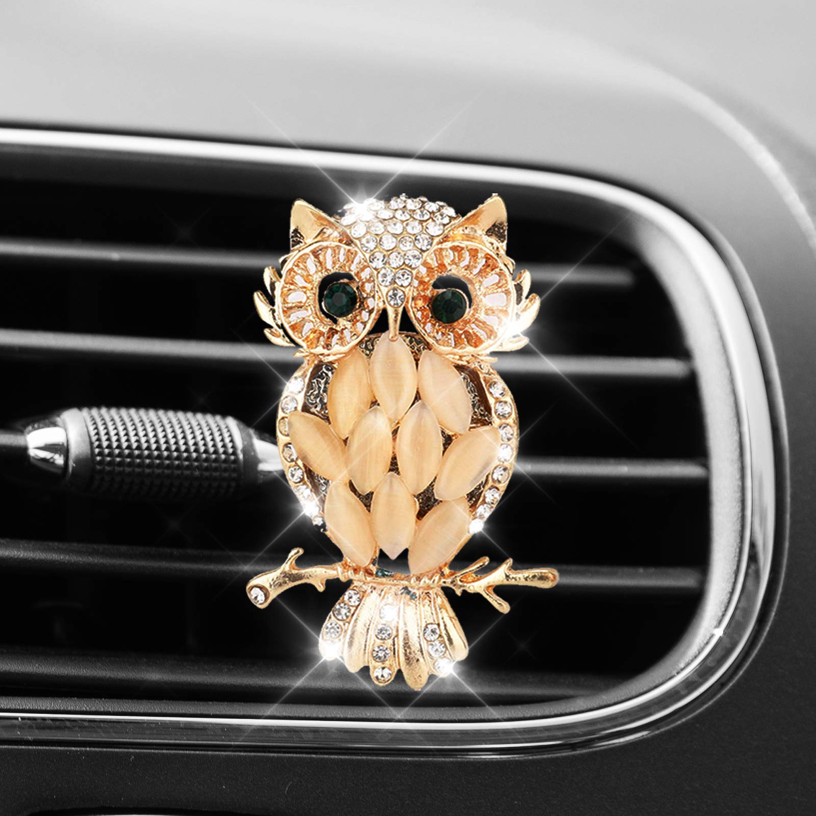 Bling Crystal Owl Car Air Vent Clip - Rhinestone Aromatherapy Essential Oil Diffuser for Women | Fashion Car Decoration Accessories | Perfect for Sedan, SUV & Office Desk Decor
