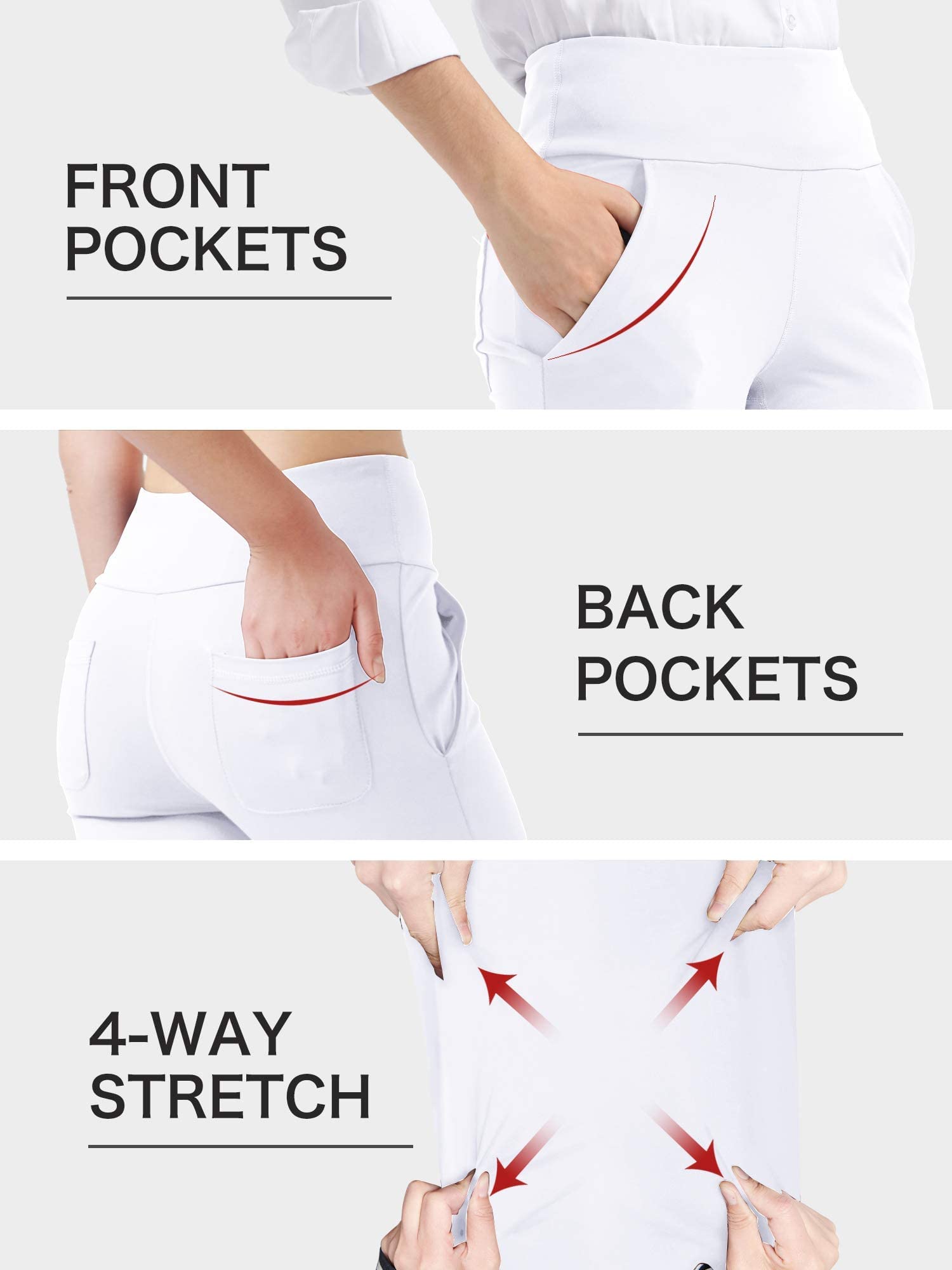 Nuveti Women's High Waisted Bootcut Yoga Pants with 4 Pockets - Tummy Control Workout & Office Pants - Stretchy Bootleg Dress Pants for Yoga, Work & Casual Wear