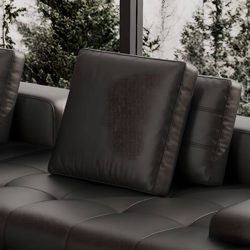 L-Shaped Sectional Sofa with Chaise Lounge - 5-Seater 4-Piece Reversible Modular Couch in Black - Perfect for Living Room, Family Room & Home Theater