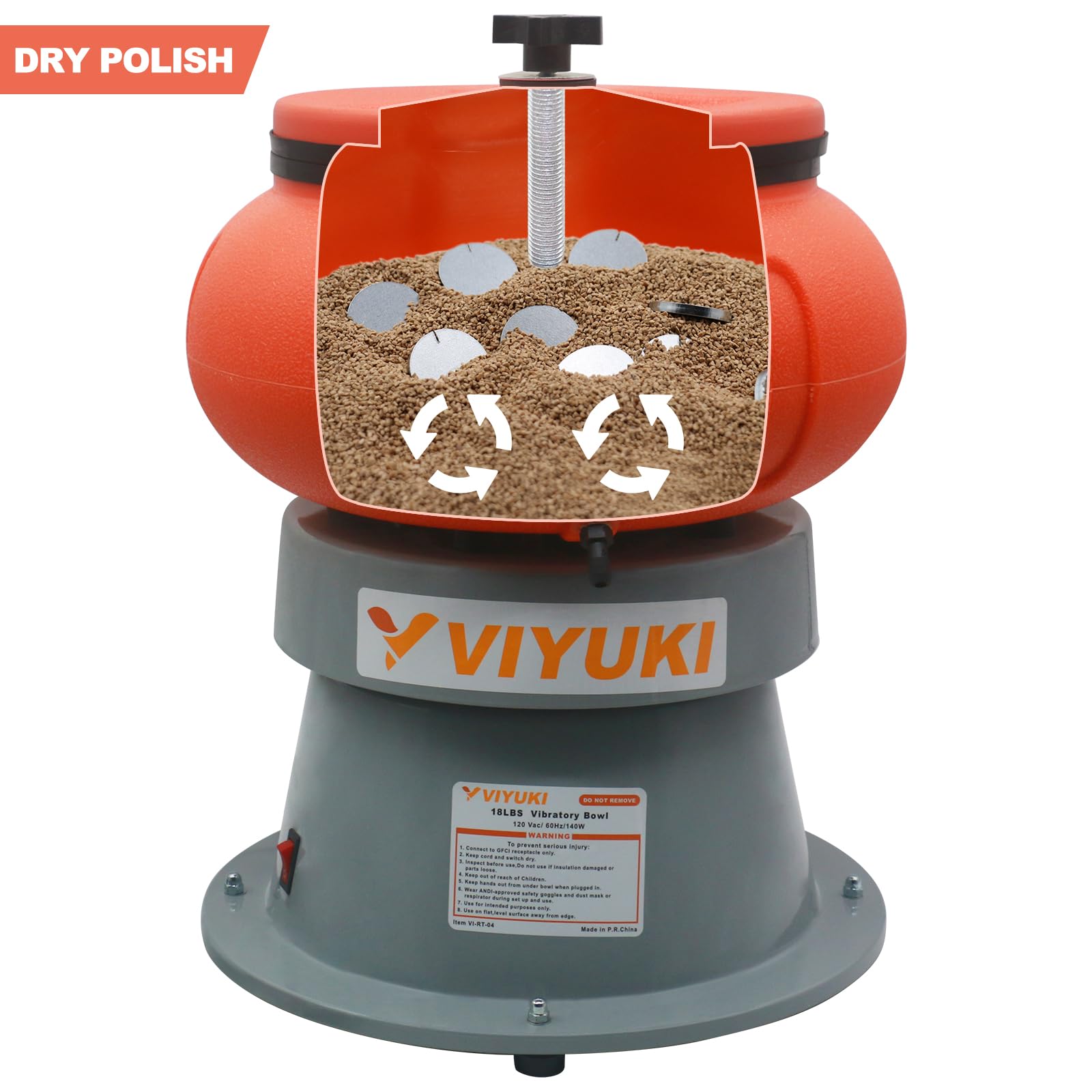 18LBS Electric Vibratory Tumbler Bowl - Metal Polishing Machine for Jewelry, Coins & Small Parts - Perfect for DIY Crafts & Professional Metal Finishing