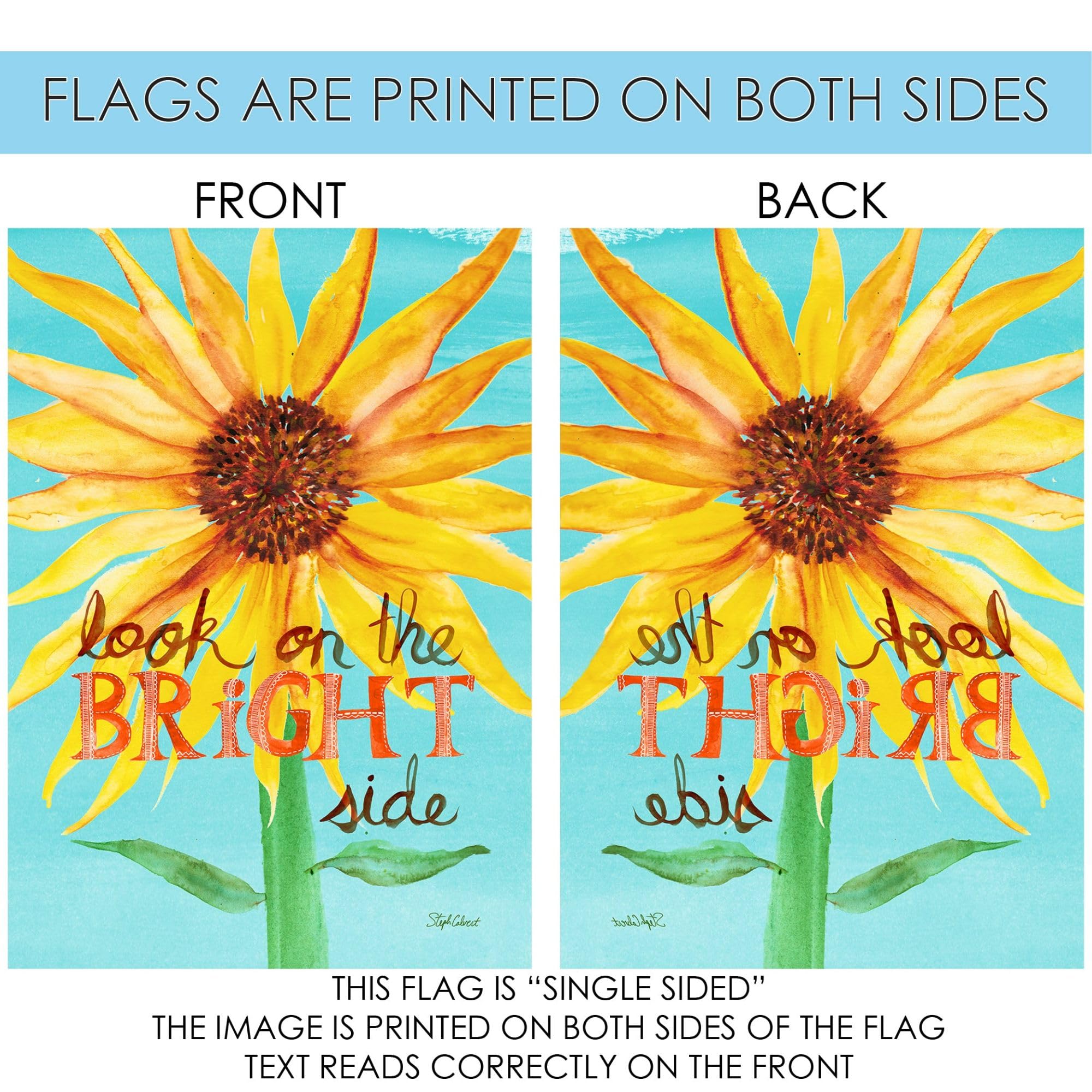 Toland Home Garden Look on the Bright Side Double Sided Sunflower Garden Flag - 12x18 Inch Positive Outdoor Yard Decoration for House, Porch & Spring Summer Decor