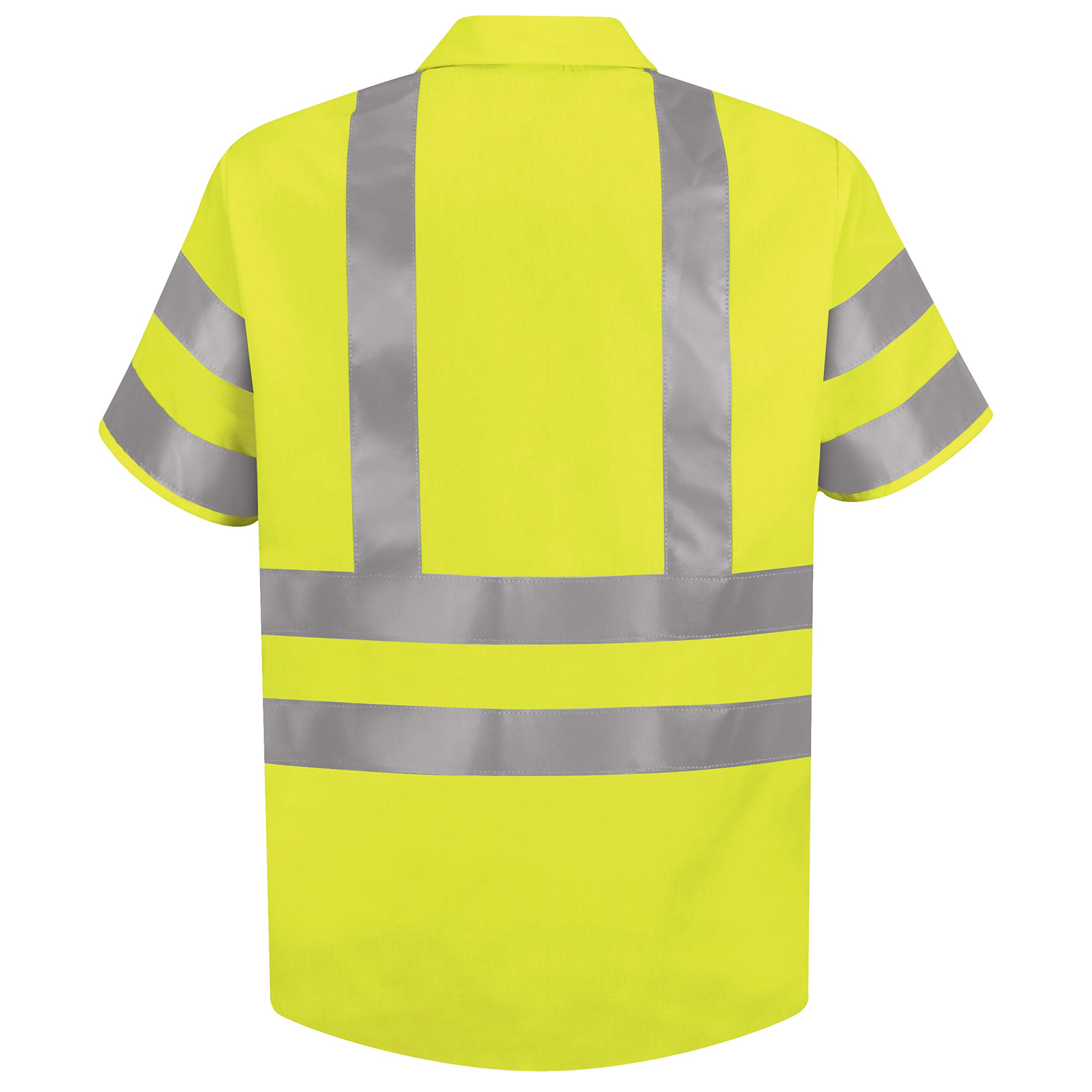 Red Kap Men's Hi-Visibility Short Sleeve Work Shirt - Class 3 Safety Shirt, Fluorescent Yellow, 2XL Tall | OSHA Compliant for Construction, Road Work & Emergency Response