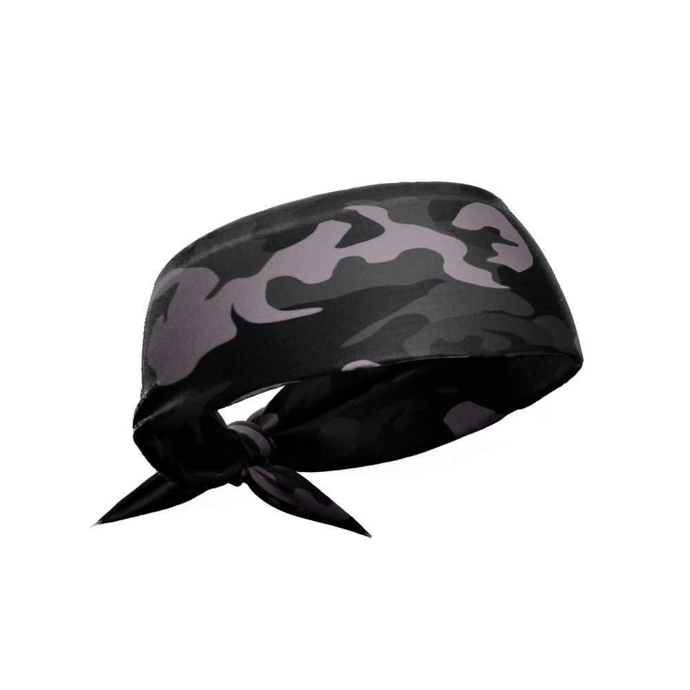 Blackout Camo Tie Headband for Women & Men - Adjustable Sports Head Wrap for Running, Workout, Yoga & Outdoor Activities