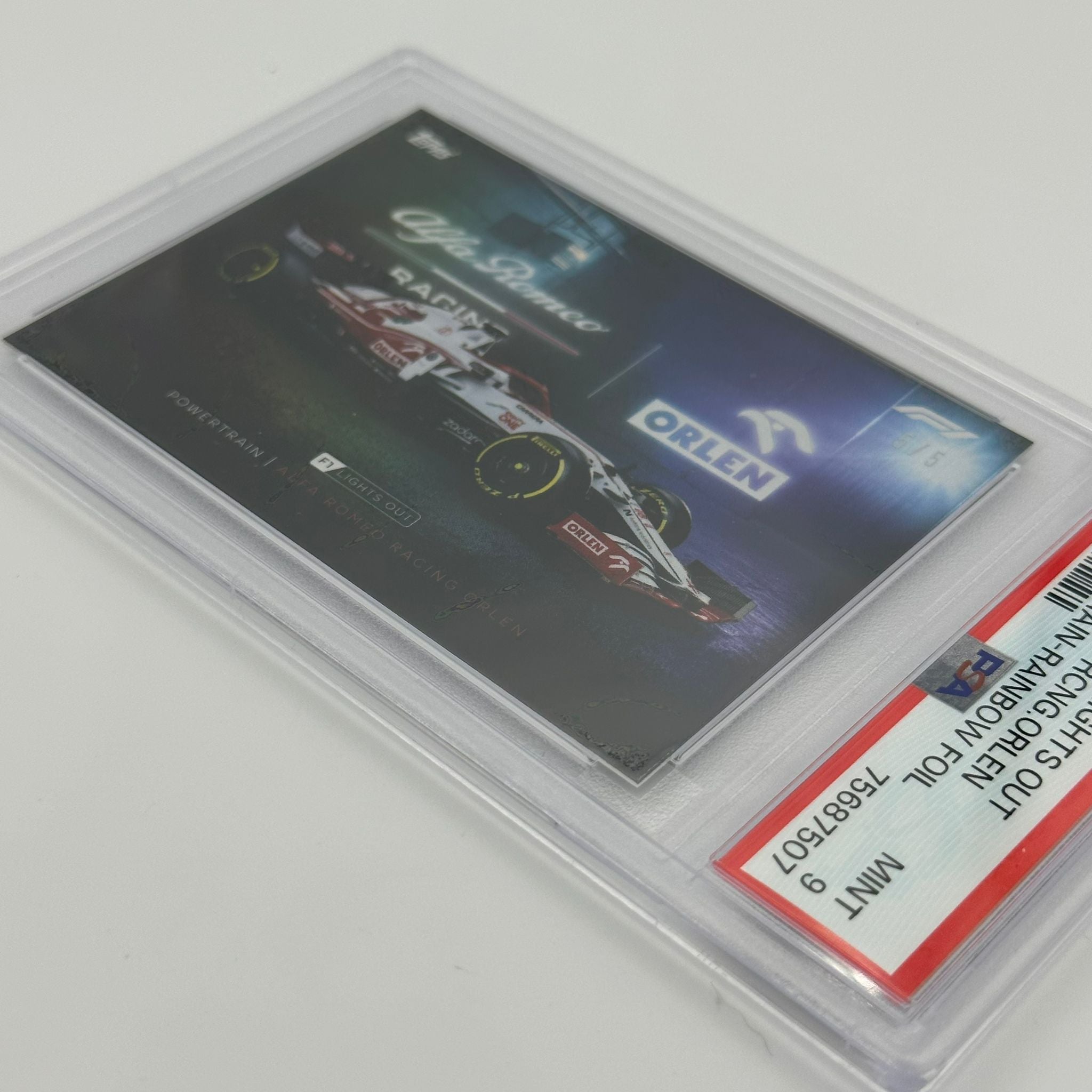 PSA 9 Graded 5/5 Alfa Romeo Powertrain Rainbow Foil Trading Card - Rare Collectible for Car Enthusiasts & TCG Players - Perfect for Display, Gaming & Investment