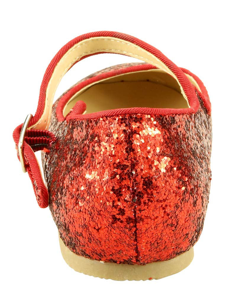 The Doll Maker Glitter Bean Flower T-Strap Flat Shoes - Stylish & Comfortable Women's Flats for Casual Wear, Office, and Date Nights