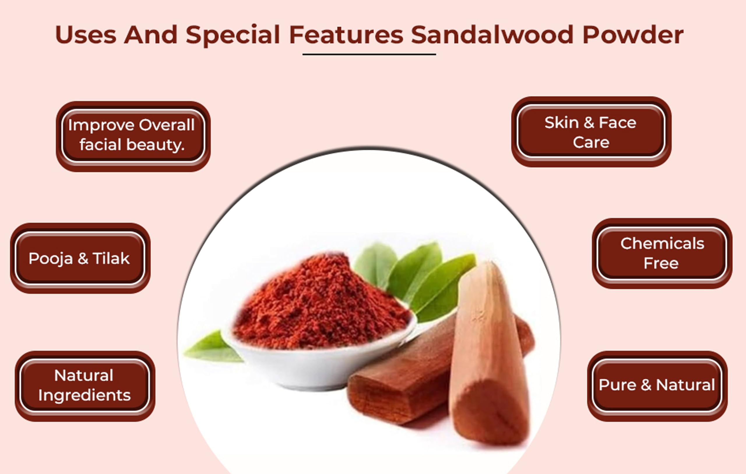 Pure Red Sandalwood Powder (Rakt Chandan) - 50g Natural Lal Chandan for Skin Care, Ayurvedic Beauty & Pooja Rituals | Glowing Complexion & Spiritual Ceremonies