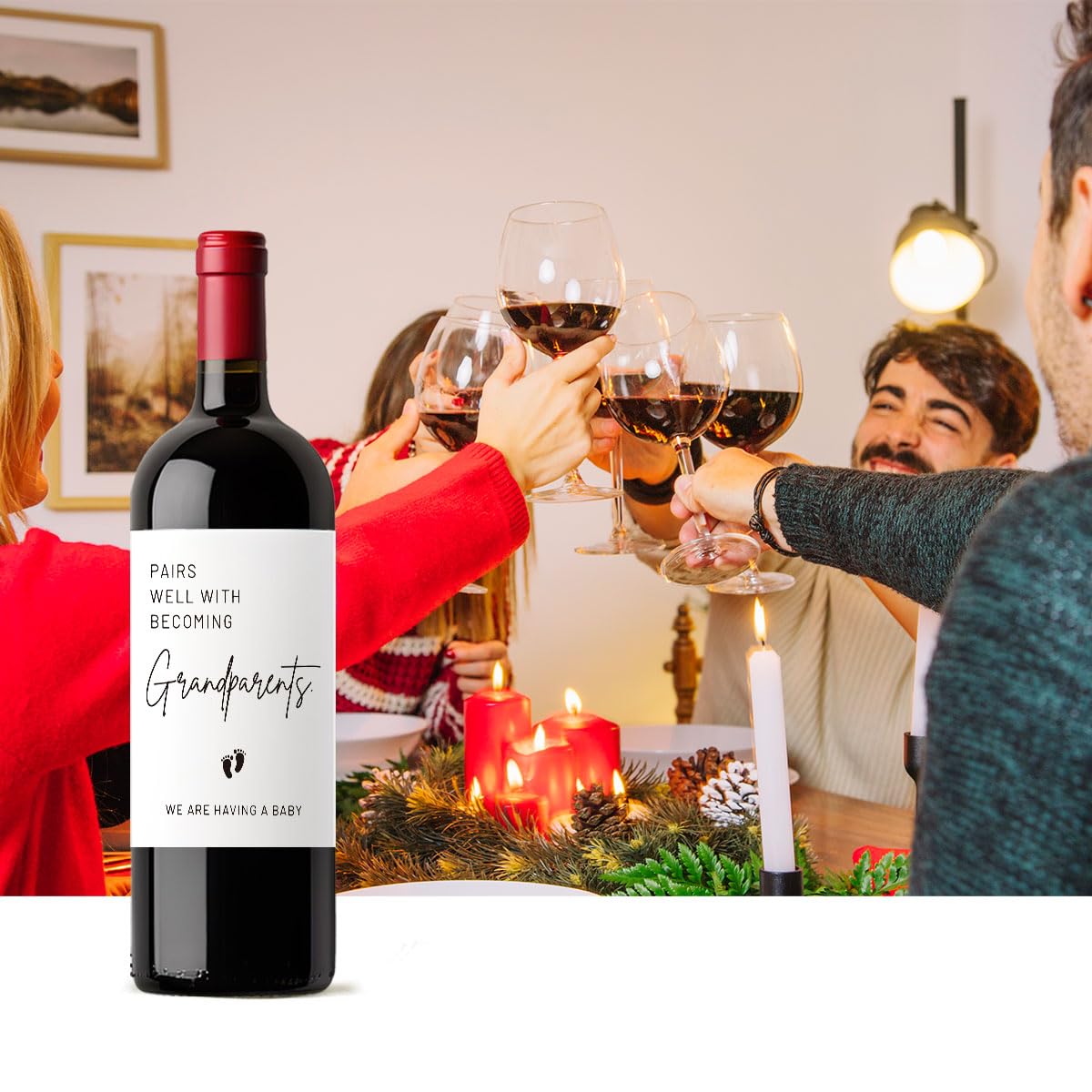 12 Pcs Pregnancy Announcement Gifts for Grandparents - Funny Wine Labels to Celebrate Becoming New Grandparents | Perfect for Baby Reveal Parties & Gender Reveal Gifts