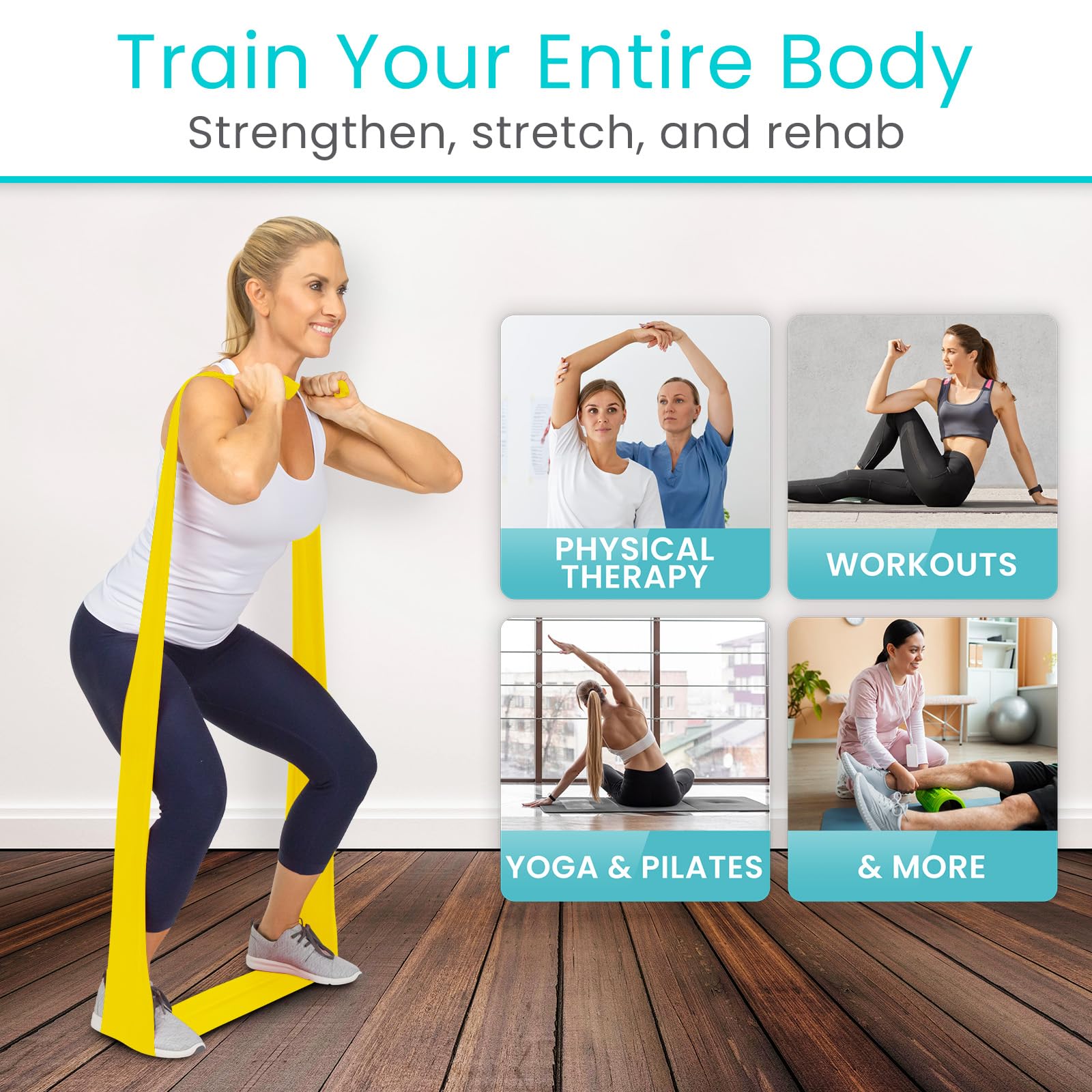 Vive Professional Resistance Bands - 25 Yard Non-Latex Roll for Physical Therapy, Strength Training, and Rehabilitation - Upper & Lower Body Workout Elastic Bands for Women and Men - Perfect for Home Gym, Yoga, Pilates, and CrossFit Training