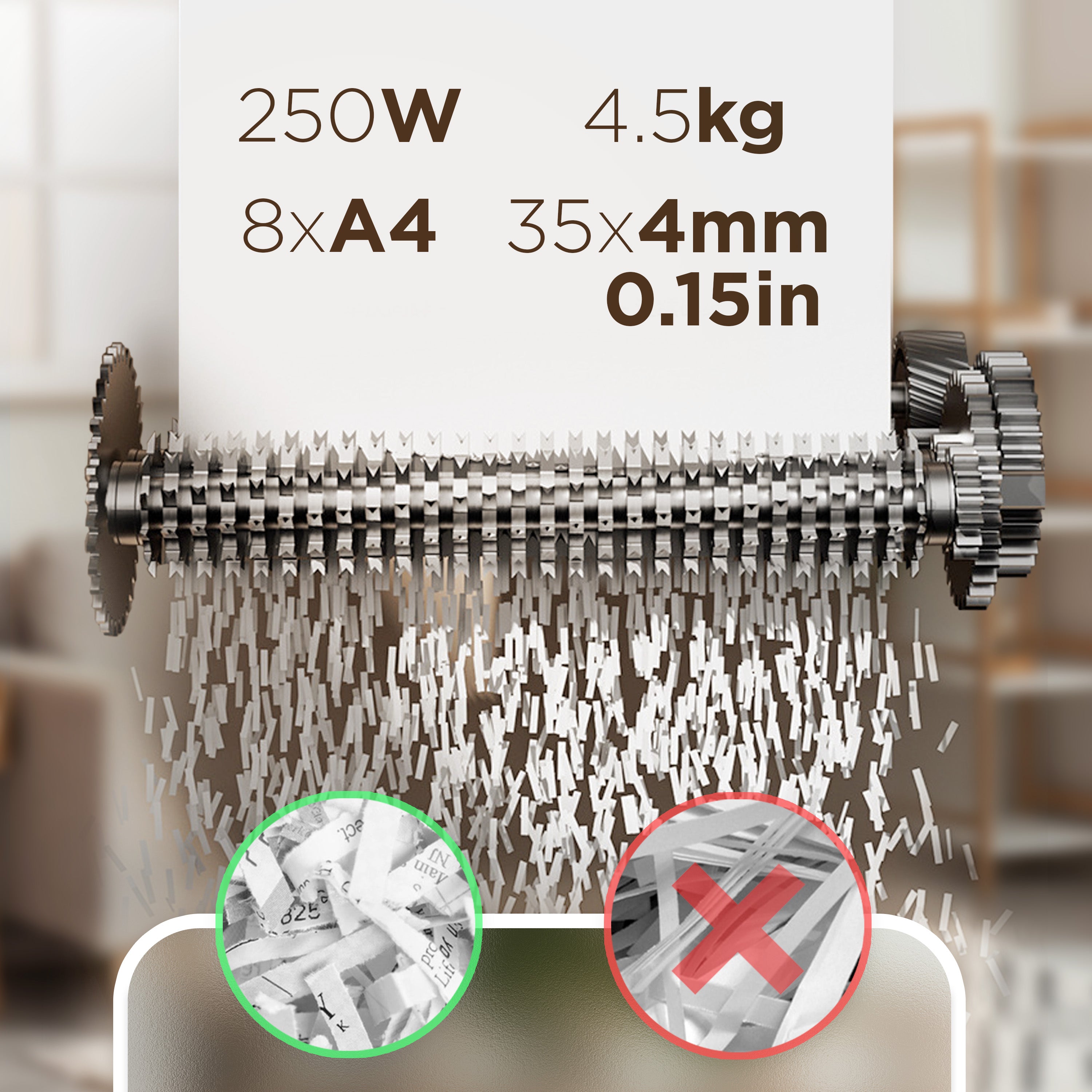 Duronic PS815 8-Sheet Cross Cut Paper Shredder - Heavy Duty Mini Electric Shredder for Home & Office - Securely Shreds Documents, Credit Cards, Envelopes - Compact & Powerful Data Protection Solution | Perfect for Confidential Paperwork, Financial Records, and Identity Protection in Small Workspaces