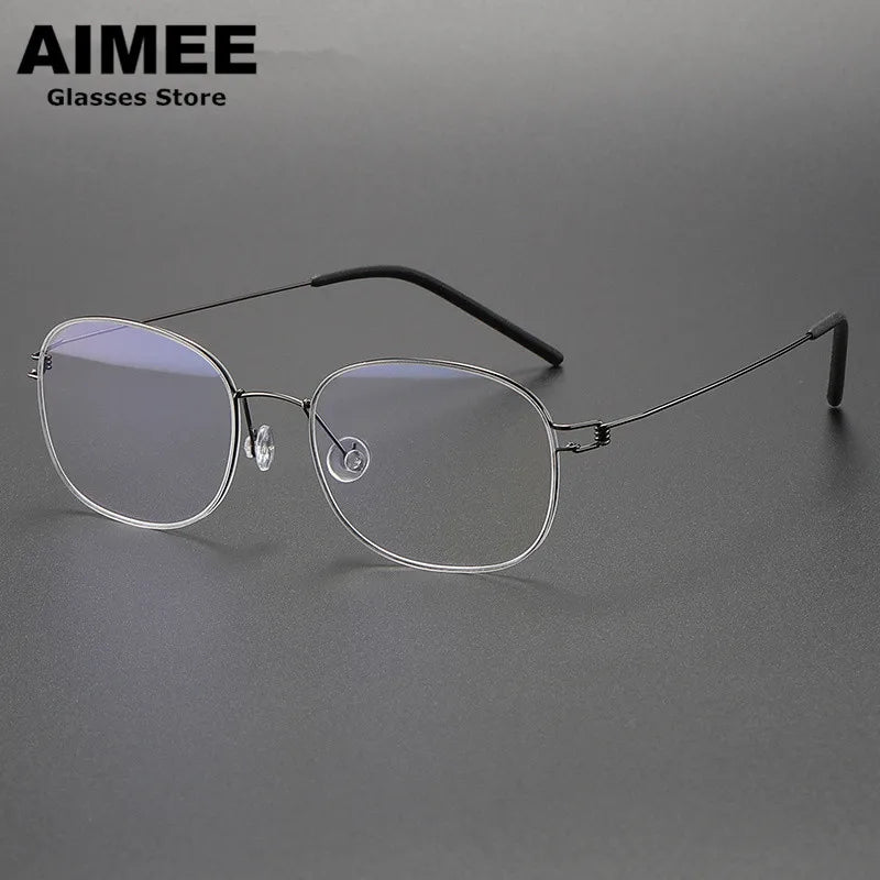 Aimee Unisex Full Rim Oval Square Screwless Titanium Eyeglasses Frame 4919 - Lightweight Durable Glasses for Work, Reading & Fashion