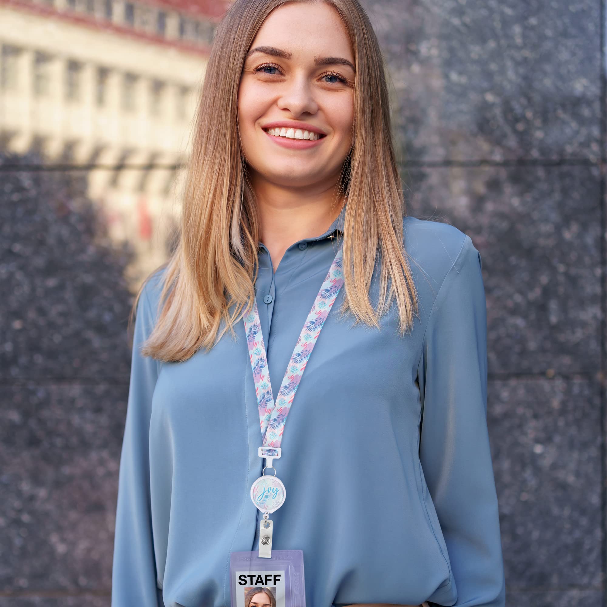 Retractable Lanyard for ID Badges - Pastel Joy Ribbon for Nurses & Teachers