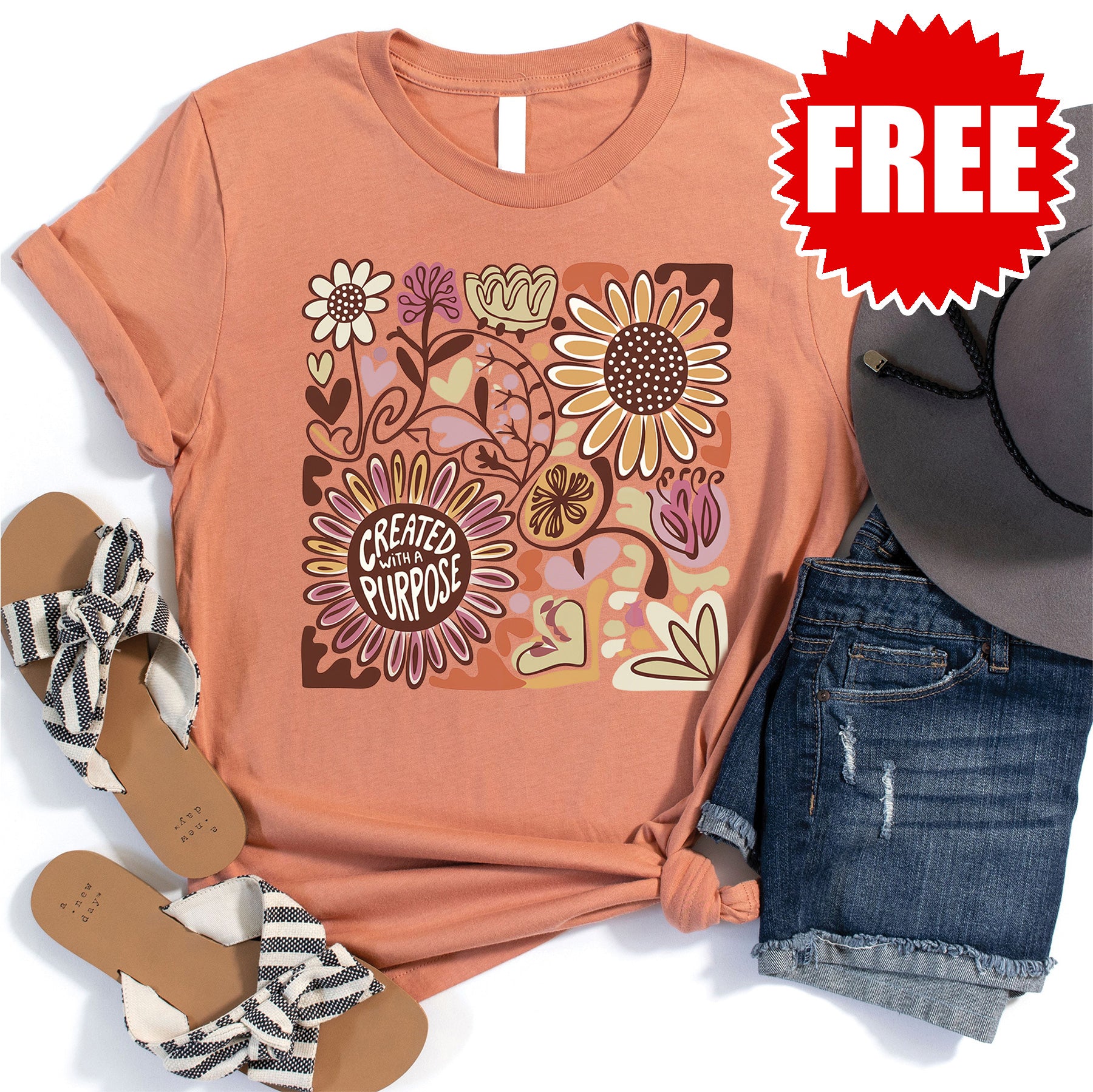 Purpose Tee - Heather Terracotta Cotton T-Shirt for Men & Women | Comfortable Casual Wear for Everyday, Work & Outings