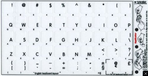 Apple Keyboard Stickers - Black Lettering on Clear Background for Desktop, Laptop & Notebook | Durable English Key Labels for Easy Typing (Perfect for Office, School & Coding)