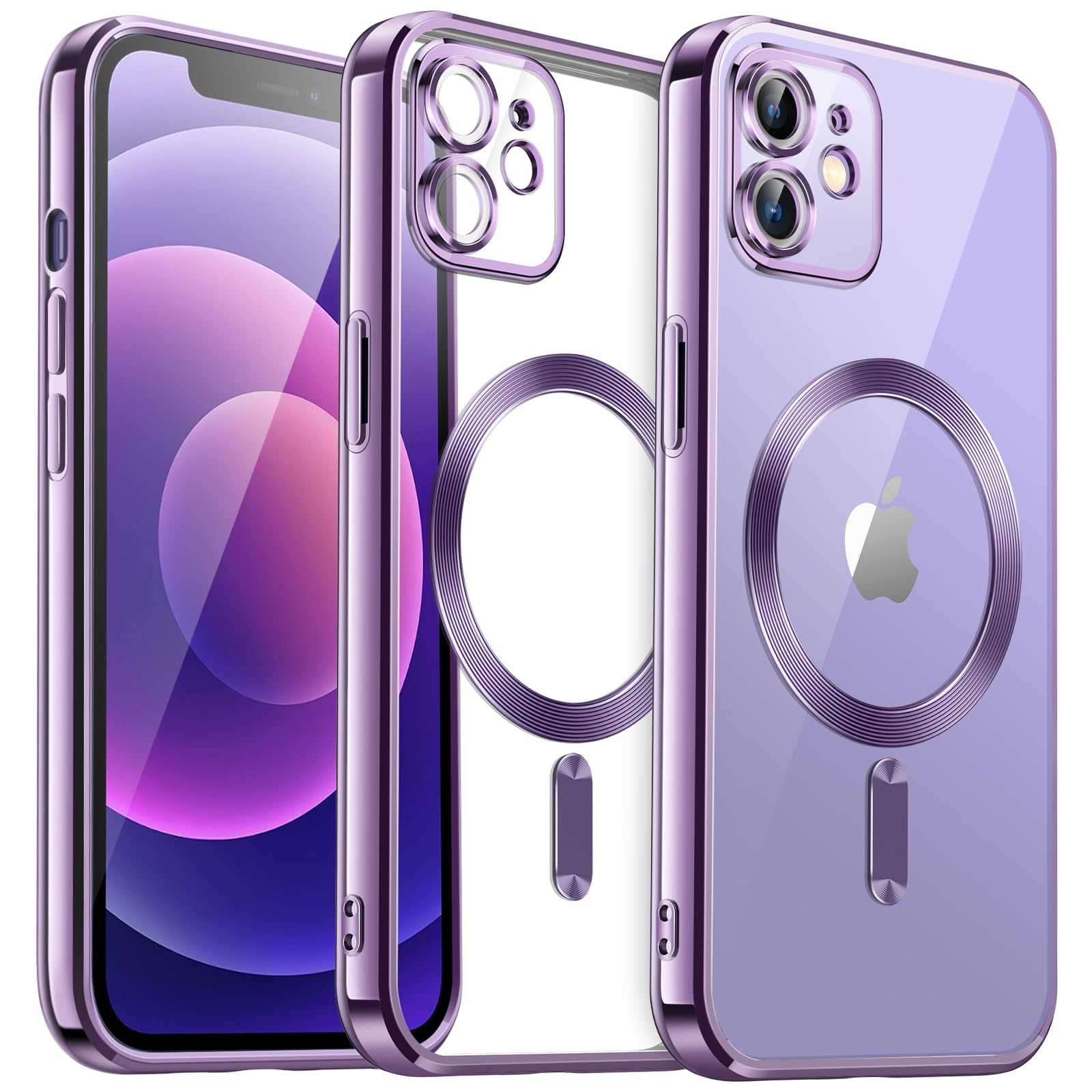 JETech Soft Clear Case for iPhone 12 6.1-Inch - Shockproof TPU Phone Cover with Full Camera Protection & MagSafe Wireless Charging Compatibility (Light Purple) - Perfect for Everyday Use, Travel & Work Protection