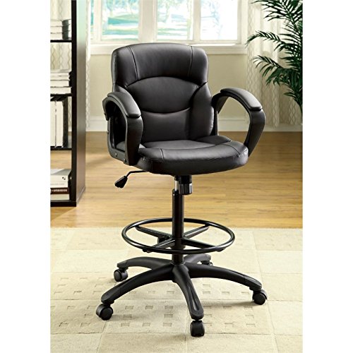 Furniture of America Elyse Black Faux Leather Low Back Office Chair - Ergonomic Desk Chair for Home & Office Workspace