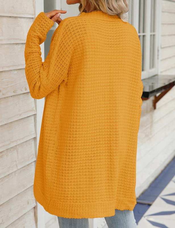 JASTIE Women's Open Front Cardigan - Chunky Knit Lightweight Sweater with Long Sleeves | Casual Solid Color Outwear for Fall & Winter | Perfect for Office, Lounge & Coffee Dates
