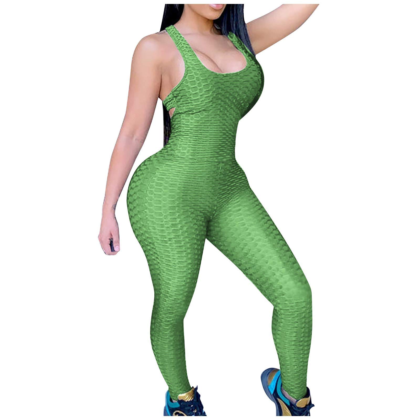 CSBYBD Women's Plus Size High Waisted Backless Yoga Pants - Stretchy Workout Leggings for Gym, Running & Fitness - Comfortable Skinny Jumpsuit for Yoga & Exercise