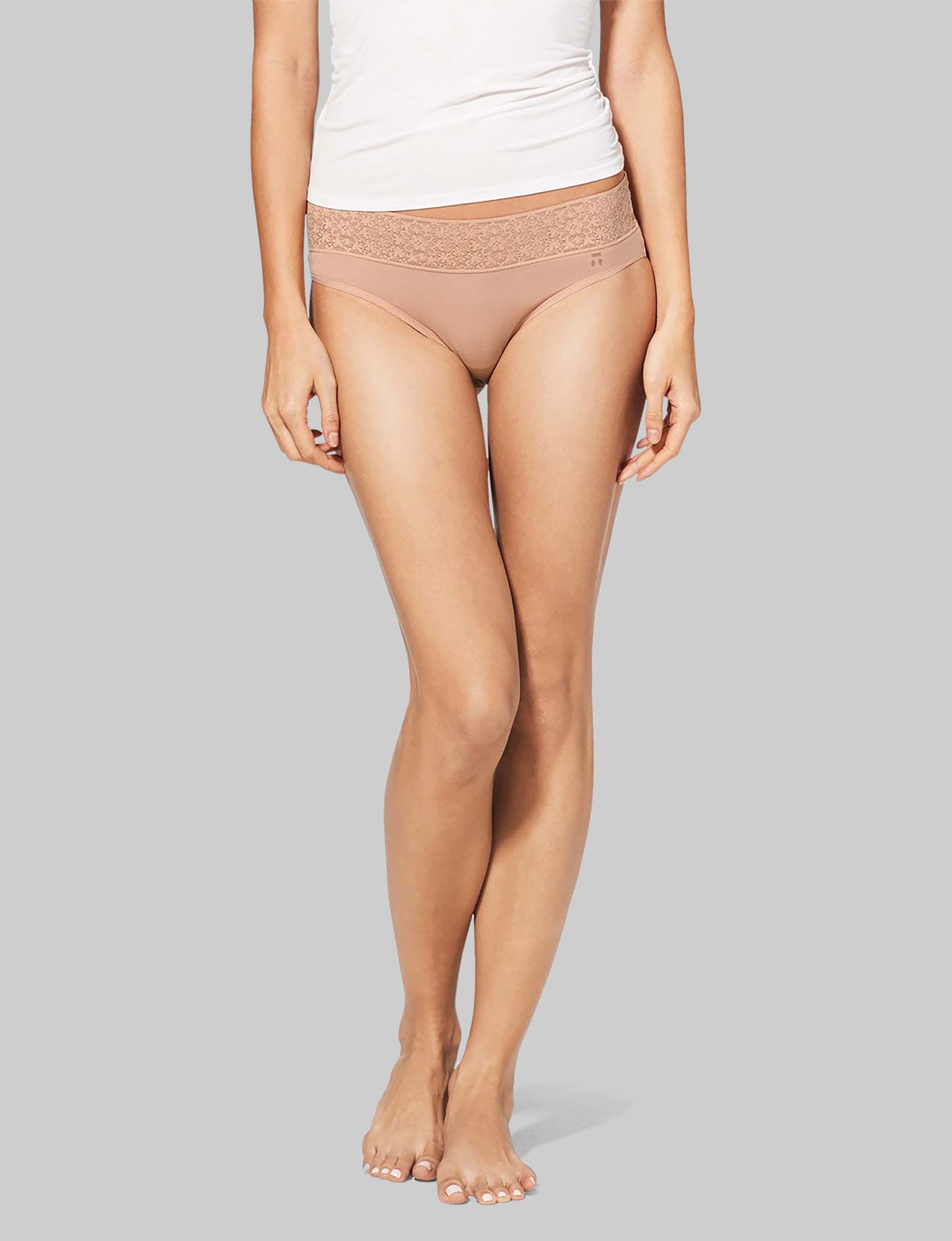 Women's Breathable Cotton Cheeky Underwear with Lace Waistband - Comfortable Everyday Panties for Work, Gym & Sleep