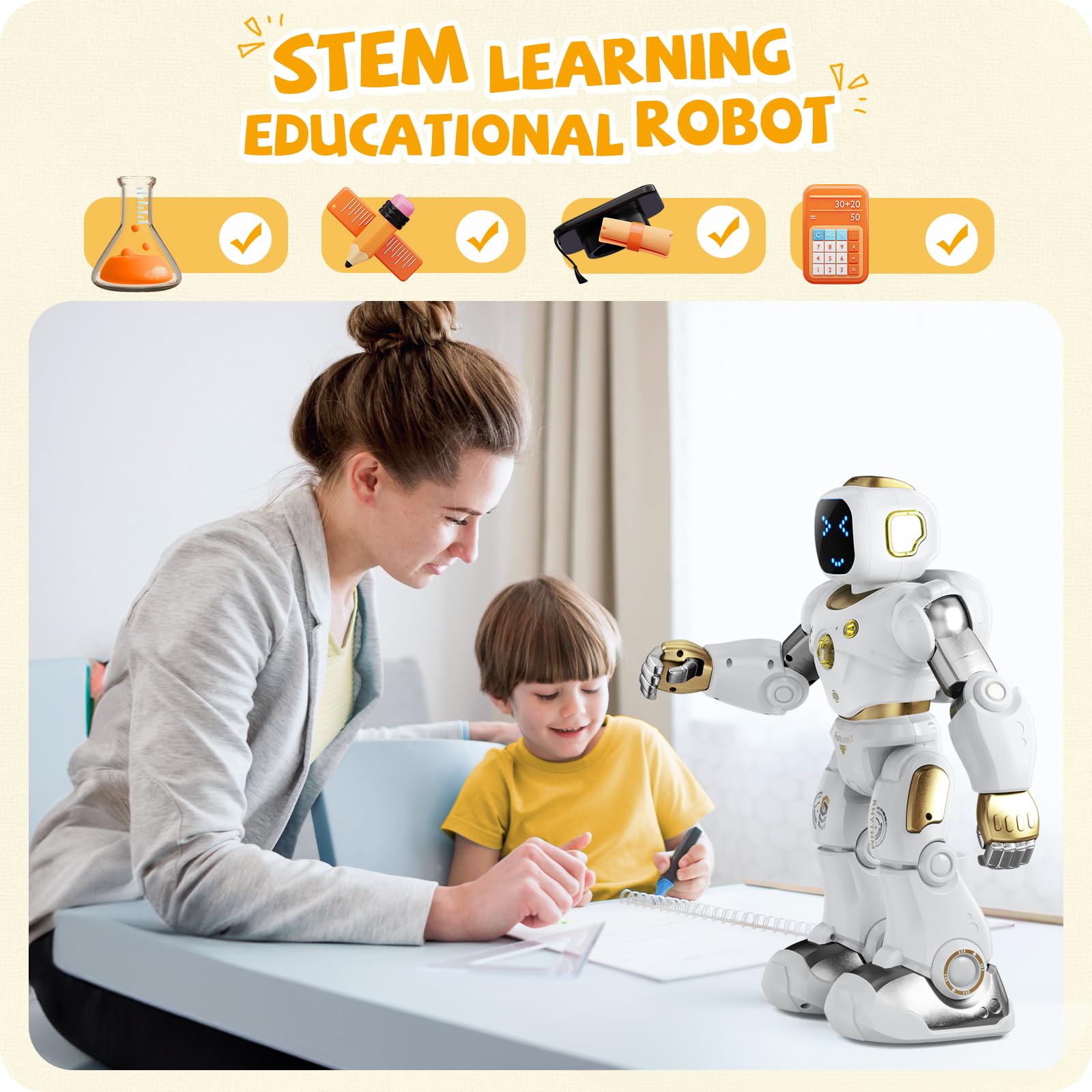 Ruko 1088 Smart Programmable STEM Robot Toy for Kids Ages 4-9, Interactive RC Robot with Voice & App Control, Educational Learning Toy for Boys & Girls - Perfect for Birthday Gifts & STEM Classroom Activities