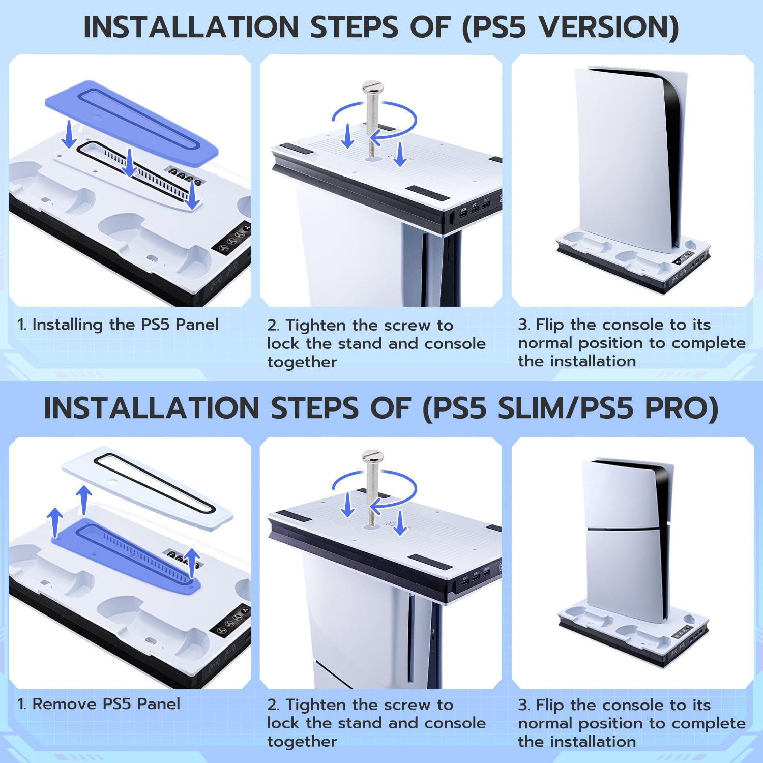 PS5 Cooling Stand with Dual Controller Charger & Headset Holder - Compatible with PS5 Slim/Pro/UHD/Digital Edition - 3 USB Ports & Enhanced Airflow Cooling Station - Perfect for Gaming Marathons & Console Protection (White)