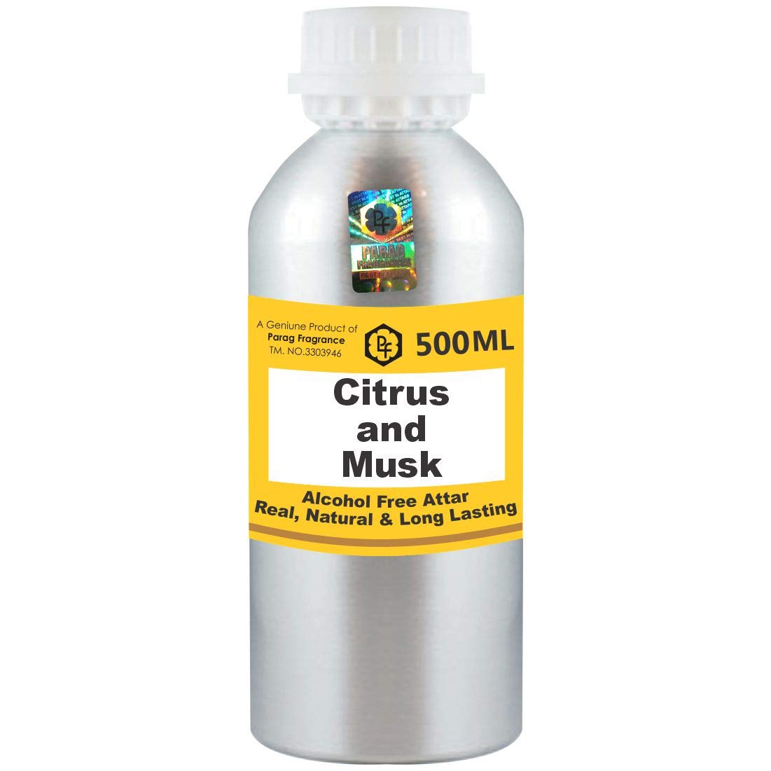 Premium Parag Fragrances Citrus & Musk Attar 500ml - Alcohol-Free Long Lasting Perfume Oil for Men & Women | Religious Use, Itra, Scented Oil | Perfect for Daily Wear, Special Occasions & Spiritual Ceremonies