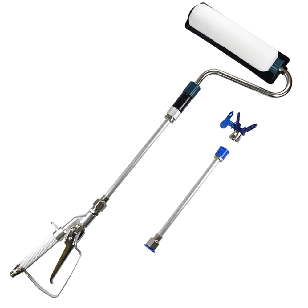 12-Inch Airless Paint Spray Gun Set with Power Roller Extension Pole & Inline Spray - High Pressure Paint Sprayer for Walls, Ceilings, and DIY Home Projects - No Spray Pump Required