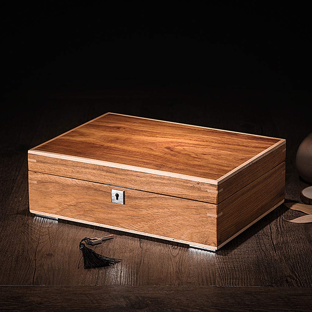 10-Slot Wooden Watch Box with Lockable Metal Lock & Glass Top Display - Jewelry & Watch Storage Organizer for Men & Women - Perfect for Travel, Home, and Office Use