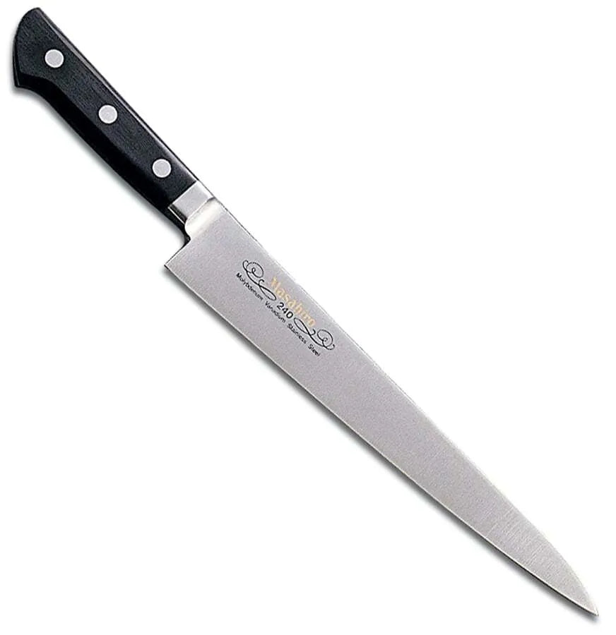 Masahiro Sujihiki Japanese Slicing Knife - High Carbon Stainless Steel Blade for Sushi, Sashimi & Meat - Perfect for Professional Chefs & Home Cooking