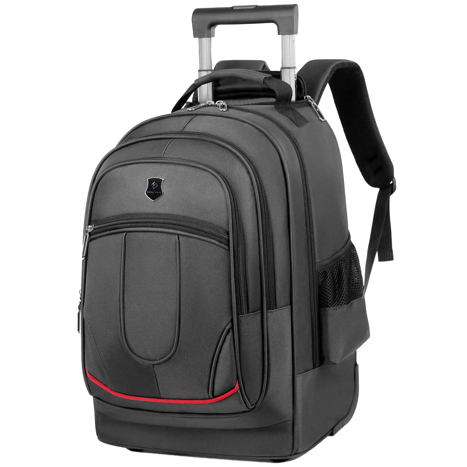 Rolling Backpack for Women & Men - Wheeled Travel Backpack with USB Charging Port, 19.68 Inch Carry-On Luggage - Perfect for Air Travel, Commuting & Business Trips (Black)