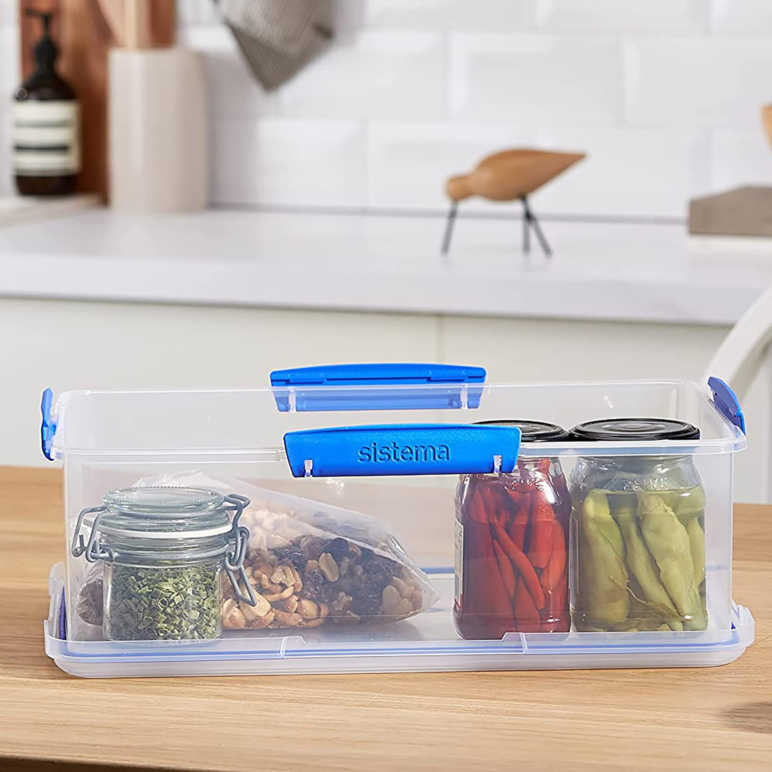 Sistema KLIP IT 7L Food Storage Container | Stackable, Airtight Plastic Food Box with Lid for Fridge & Freezer | BPA-Free, Blue Clips | 1 Count | Perfect for Meal Prep, Leftovers & Pantry Organization