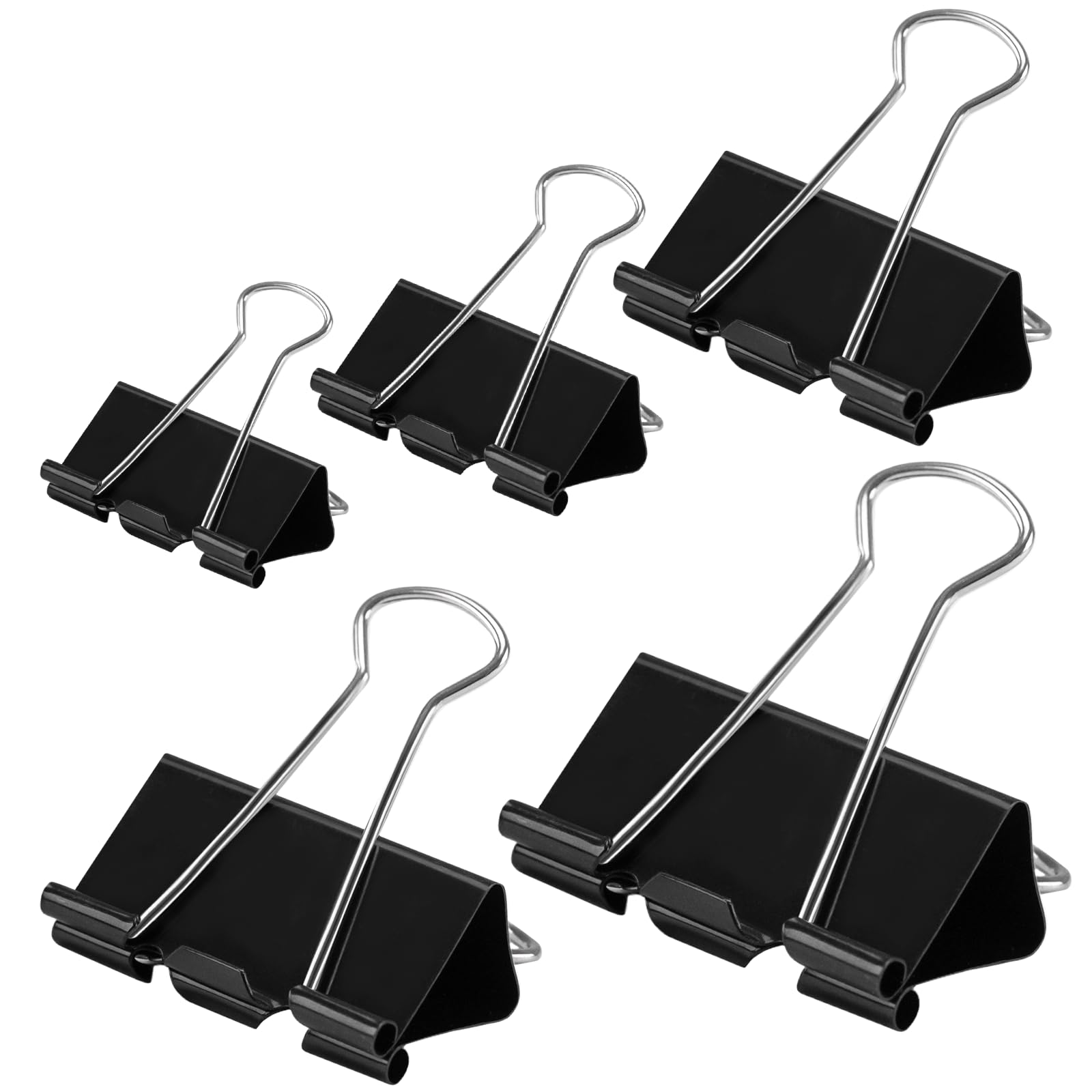 OWLKELA 100 Pcs Black Binder Clips - Assorted Sizes Metal Paper Clamps for Office, School & Home Organization | Perfect for Documents, Files, Notes & DIY Projects