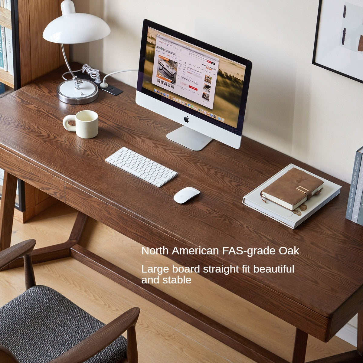 Premium Black Walnut & Oak Solid Wood Italian Modern Office Desk - Executive Home Office Furniture for Professionals & Remote Work