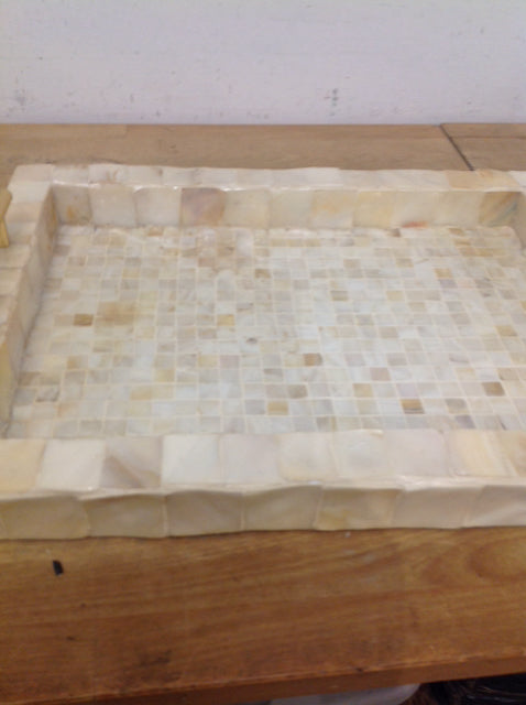 20-Piece Mosaic Mother of Pearl & Gold Tray Set - Elegant Serving Tray for Parties, Weddings, and Home Decor