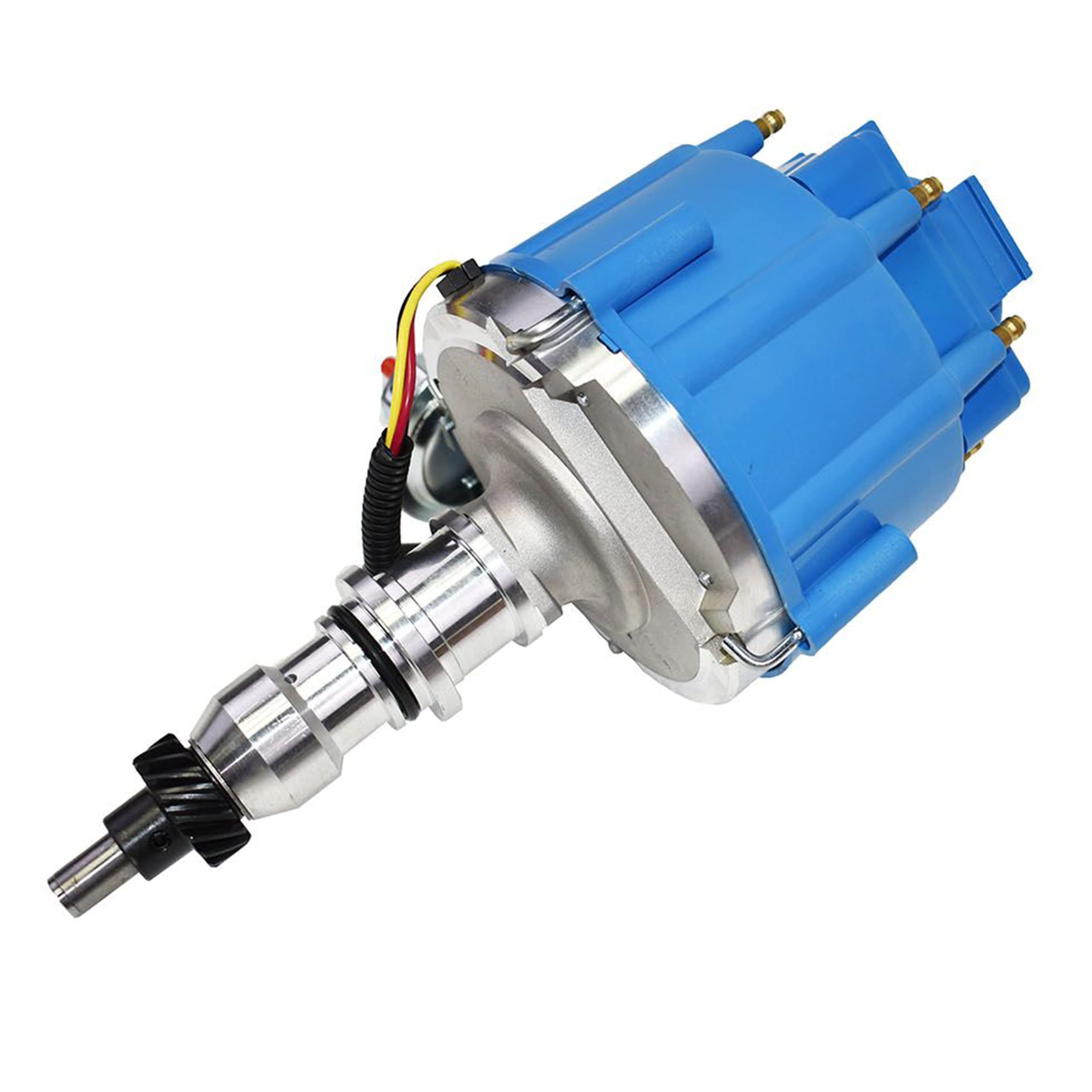 A-Team Performance Complete HEI Distributor with Ignition Module - Compatible with Ford F100 F150 F250 E100 E150 - Straight 6 Cylinder 240 & 300 Engine (65K Coil, One Wire Installation, Blue Cap) - Perfect for Classic Ford Truck Restoration & Engine Upgrades