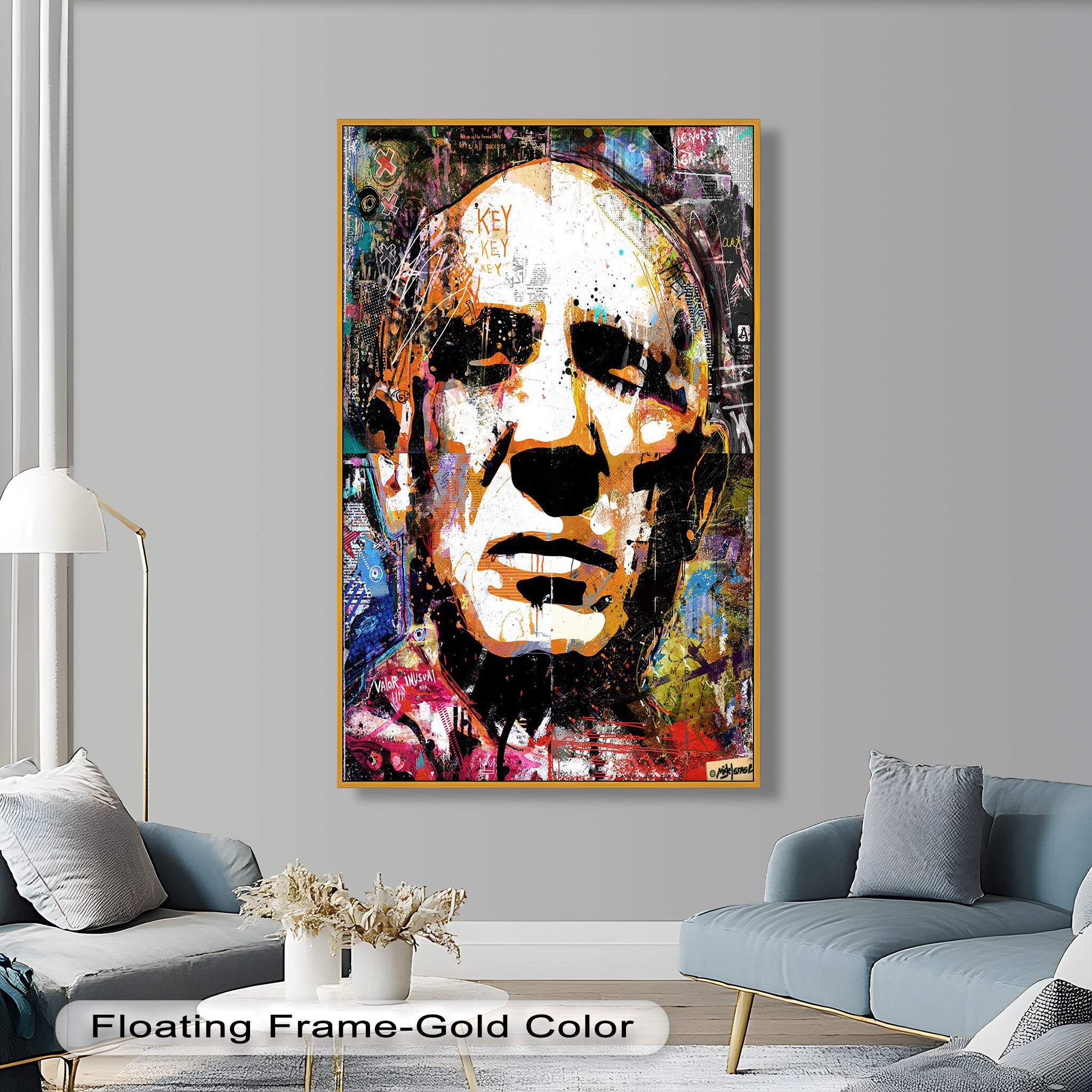 Abstract Urban Face Portrait Wall Art - Modern Pop Art Oil Painting for Living Room, Bedroom & Office Decor