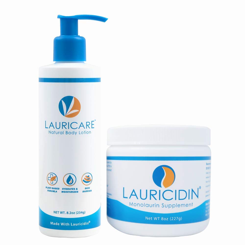 Lauricidin Monolaurin Supplement & Moisturizing Body Lotion Bundle - Immune Support & Dry Skin Care | Boost Immunity & Hydrate Skin Daily