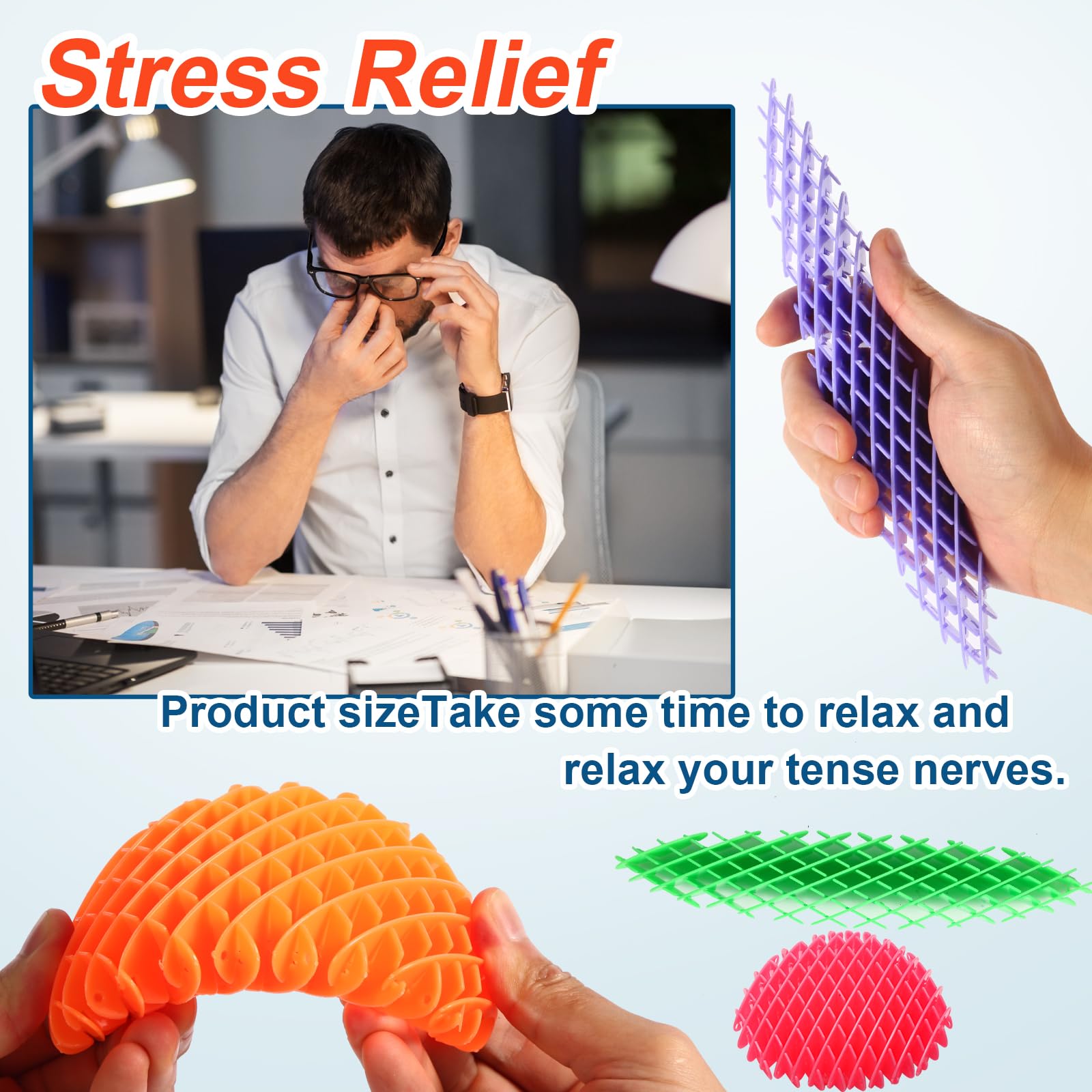 5 Pack Mini Fidget Worm Toys for Kids & Adults - Stretchy Elastic Mesh Sensory Toys for Stress Relief, Anxiety & ADHD - Fun Party Favors for Classroom, Office & Travel (8-12 Years)