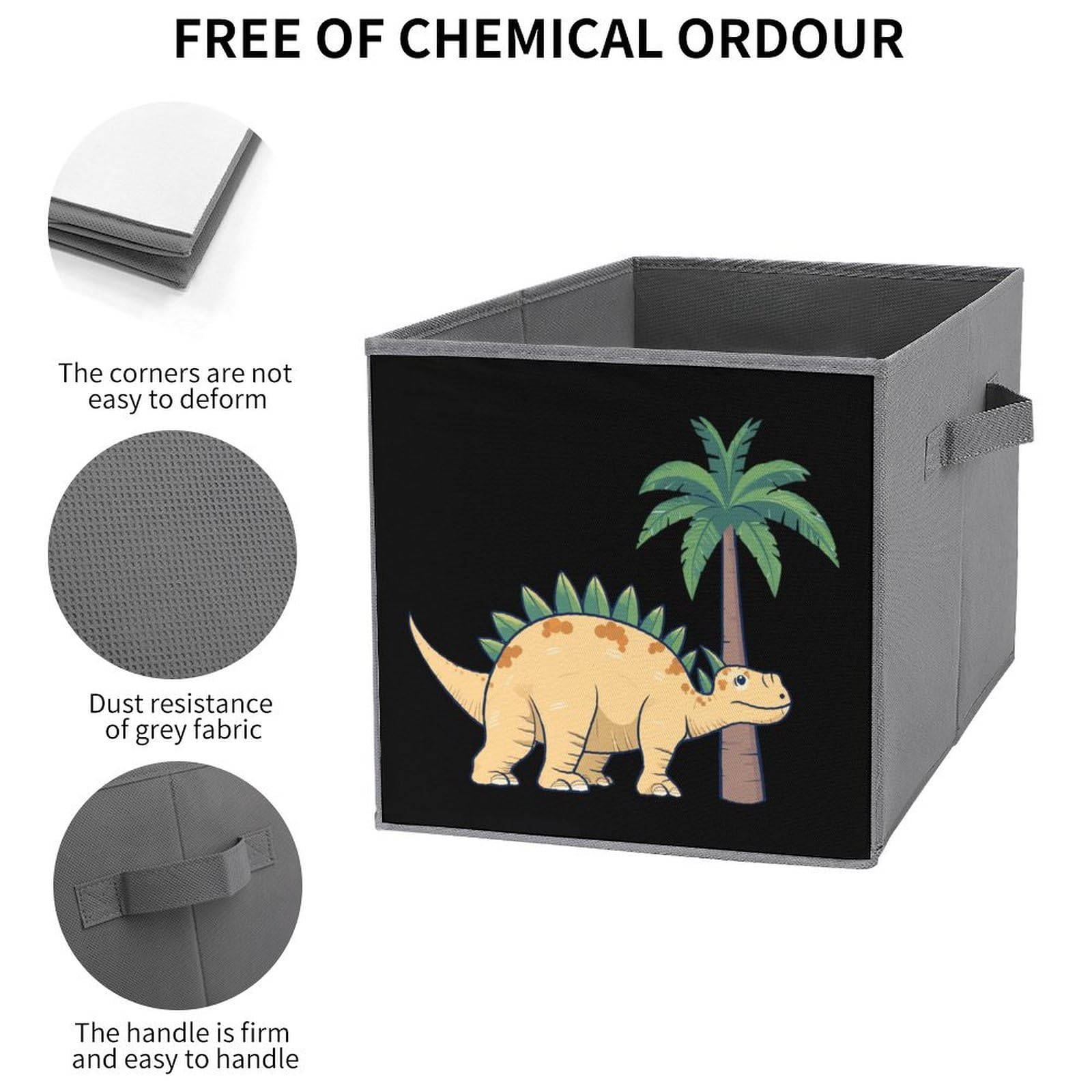 Dinosaur Foldable Storage Cubes - 6 Pack Square Organizer Bins with Handles for Kids Room, Playroom & Closet Organization | Space Saving Toy Storage Solution