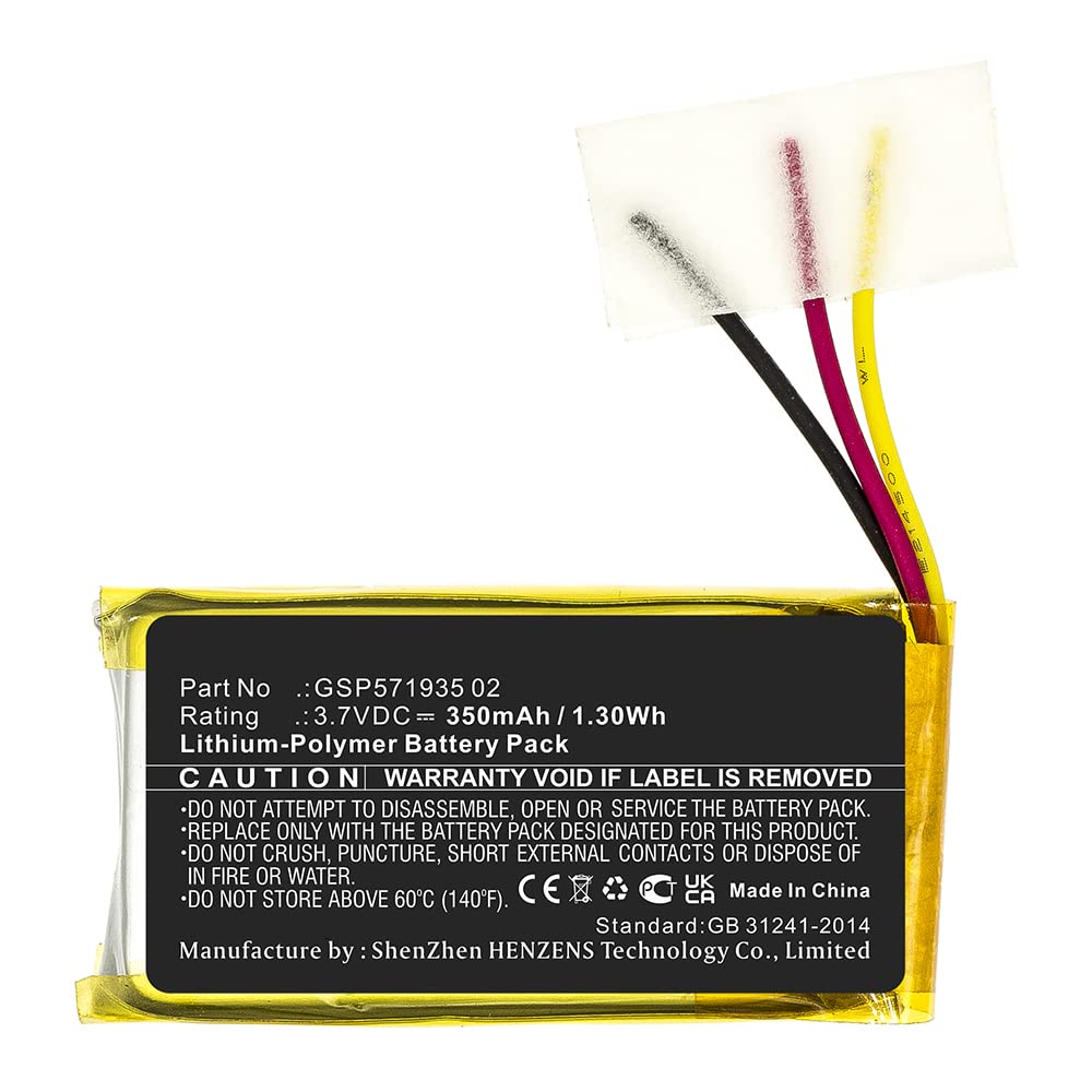 Synergy Digital Replacement Battery for JBL GSP571935 02 Wireless Headset - 3.7V 350mAh Li-Polymer High Capacity Battery - Perfect for Gaming, Work Calls & Long Listening Sessions