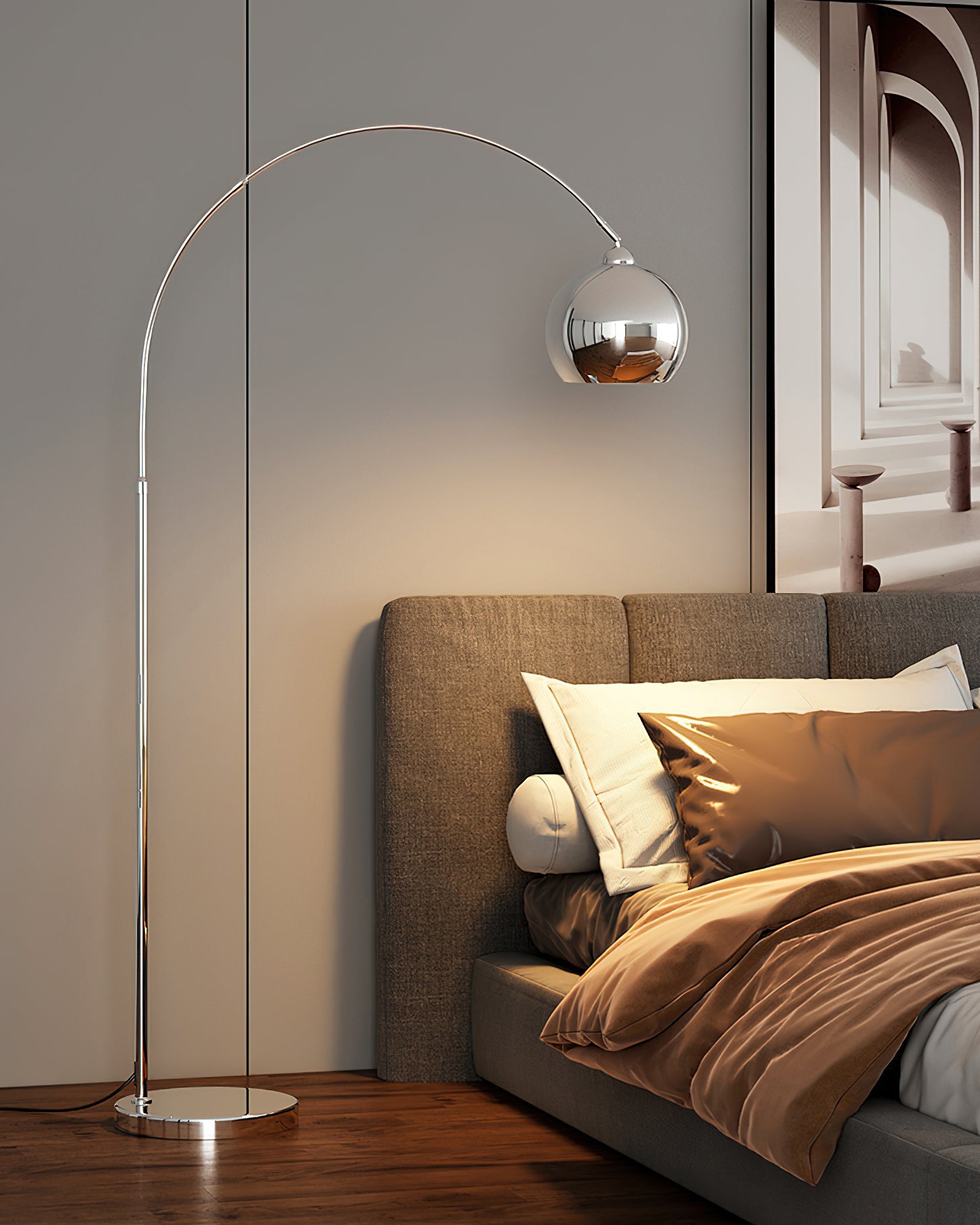 Modern Angler Floor Lamp - Adjustable LED Reading Light for Living Room, Bedroom & Office - Dimmable Standing Lamp with Flexible Gooseneck Design - Perfect for Reading, Working & Relaxing