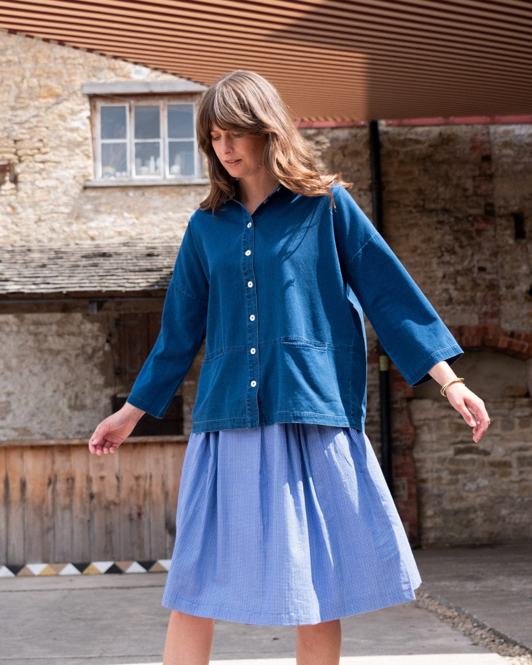 Jordan Women's Cotton Casual Skirt - Blue Checkered A-Line Skirt for Everyday Wear | Perfect for Office, Dating & Summer Outfits