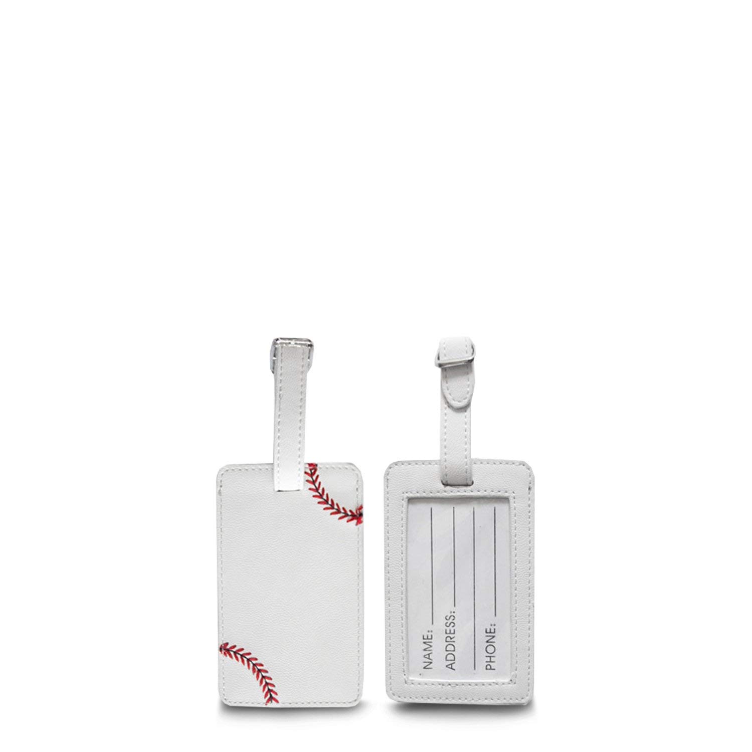 Premium Baseball Leather Luggage Tag with Red Stitching - Personalized Travel ID Tag for Suitcases, Bags & Backpacks - Perfect for Air Travel, Business Trips & Vacation