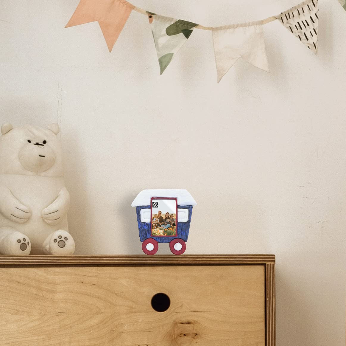 Li'Shay Cute Wooden Picture Frame for Boys - Train Themed Photo Display - Perfect for Kids Room Decor, Nursery Wall Art & Birthday Gifts