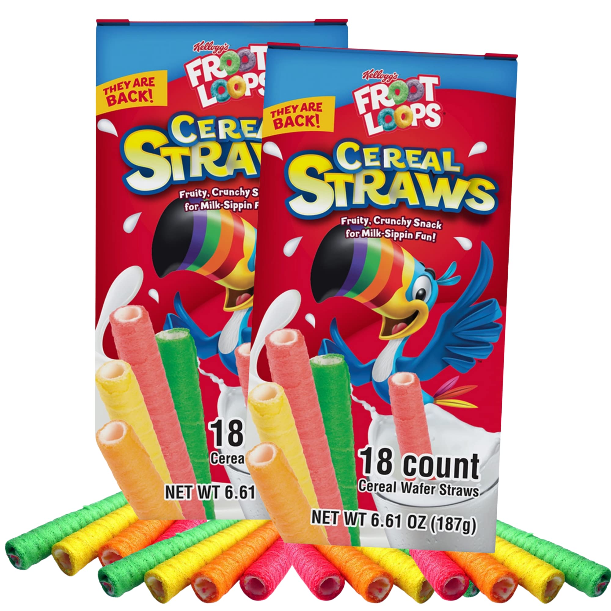 **Kellogg's Froot Loops Edible Cereal Straws - Pack of 2 (36 Straws) | Fun & Tasty Breakfast Alternative for Milk | 90's Nostalgic Treat for Kids & Adults | Perfect for Smoothies, Milkshakes & Cereal Bowls**